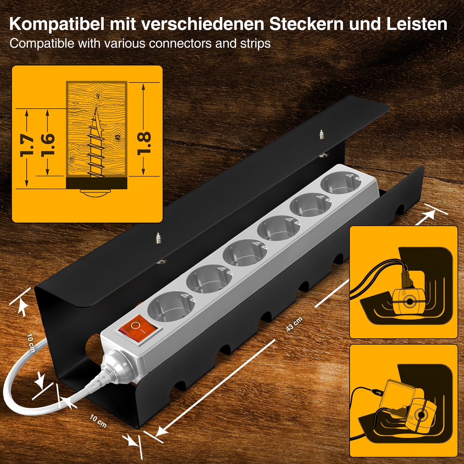 Goods+Gadgets Kabelkanal Goods+Gadgets Kabelkanal – Kabelmanagement Schreibtisch & Kabelhalter (Kabelhalter, Kabelwanne, Kabelkorb, 1-St) – Bild 4 von 5