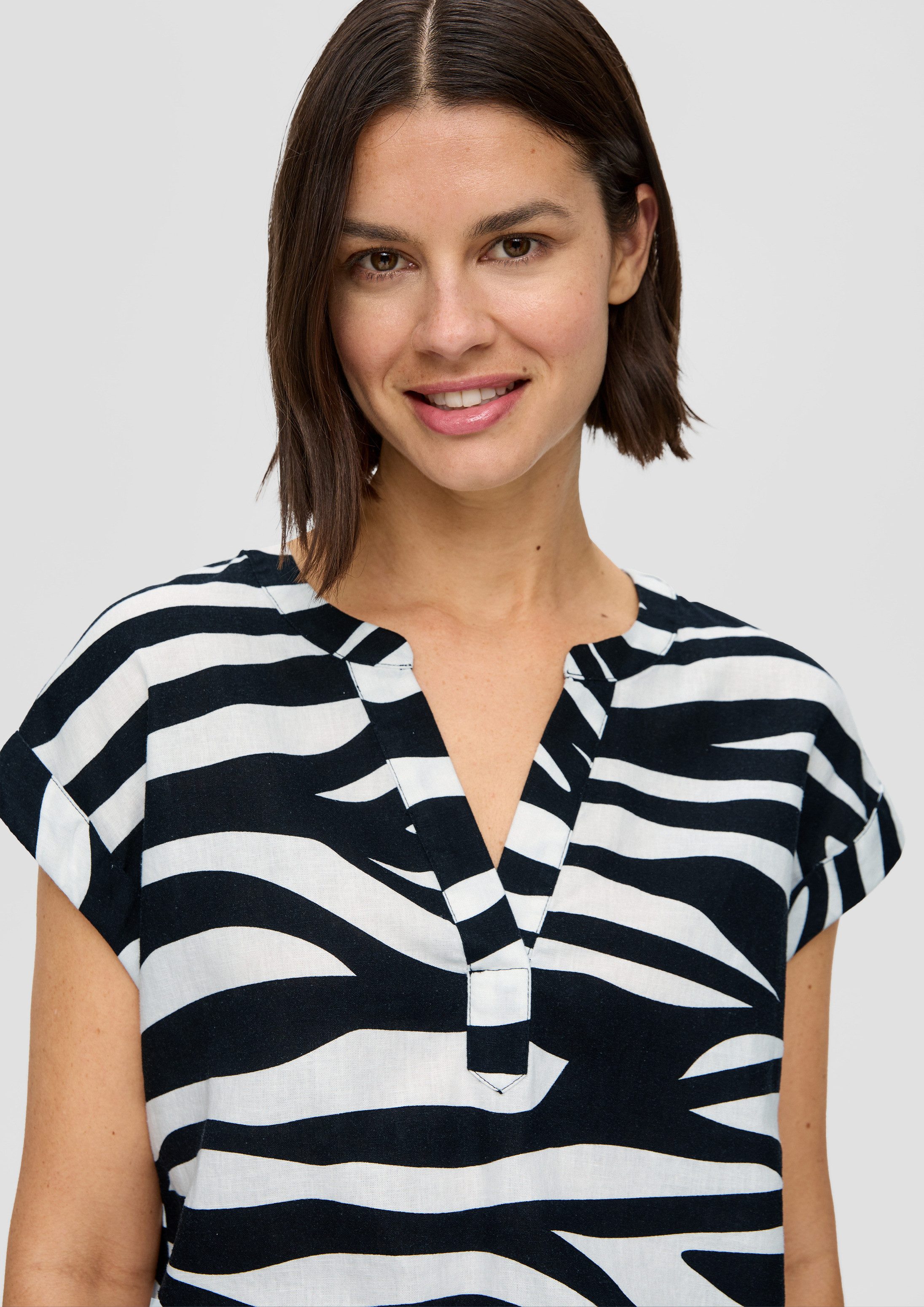 s.Oliver Kurzarmbluse Bluse Blusenshirt aus Leinenmix