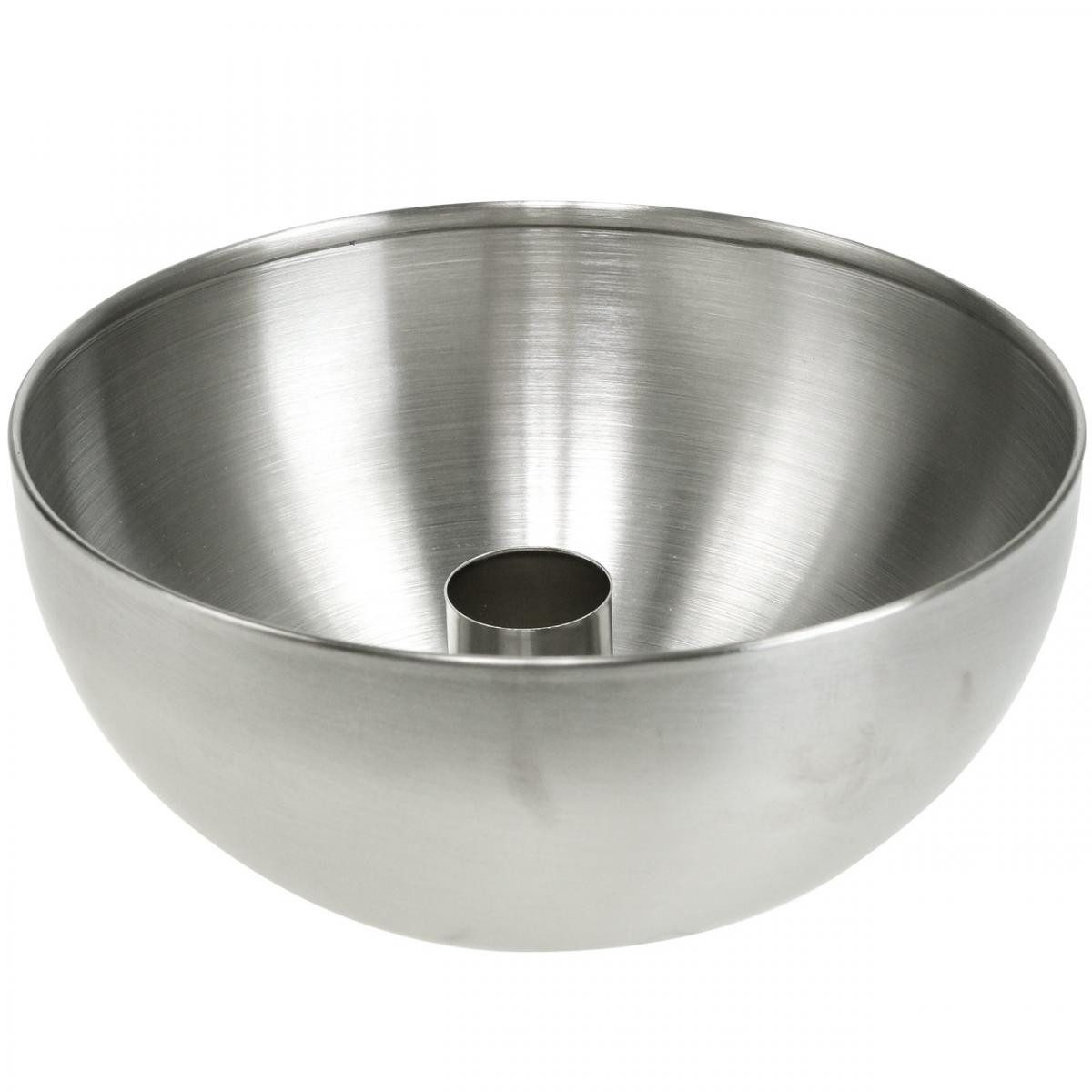 Viana Kerzenhalter Silberner Kerzenständer Metall für Stabkerzen Ø15cm H7,5cm