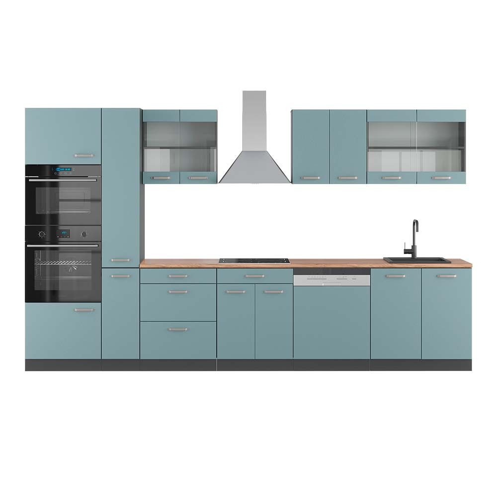 Vicco Küchenzeile R-Line, Blau-Grau/Anthrazit, 350 cm günstig online kaufen