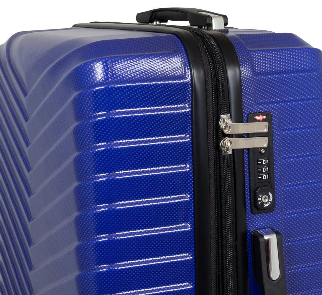 Warenhandel König Trolleyset Aligse, 4 Rollen, (Gr. M, L und XL, 3 tlg., Hartschalen Trolley Set), Dehnfalte für Gr. L und XL, aufrecht rollbar, TSA-Schloss