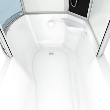 AcquaVapore Komplettdusche Wanne Dusche Kombination Weiß K50-R00 100x170, Sicherheitsglas ESG, inklusive Duschwanne