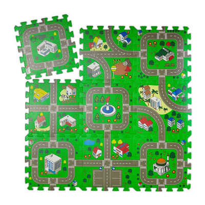 relaxdays Spielmatte Puzzlematte Straße für Kinder