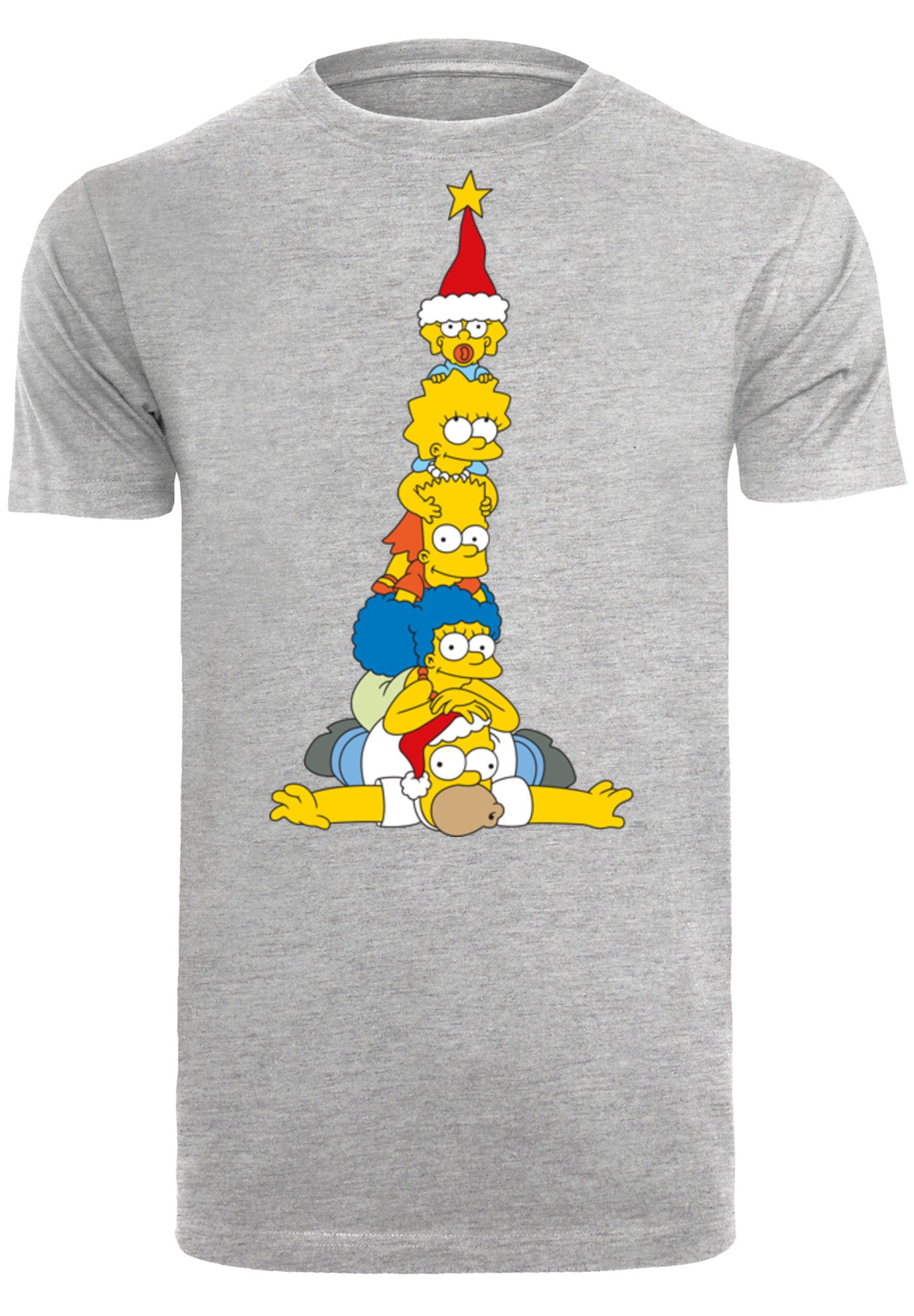F4NT4STIC T-Shirt The Simpsons heather grey Print Weihnachtsbaum Family Christmas