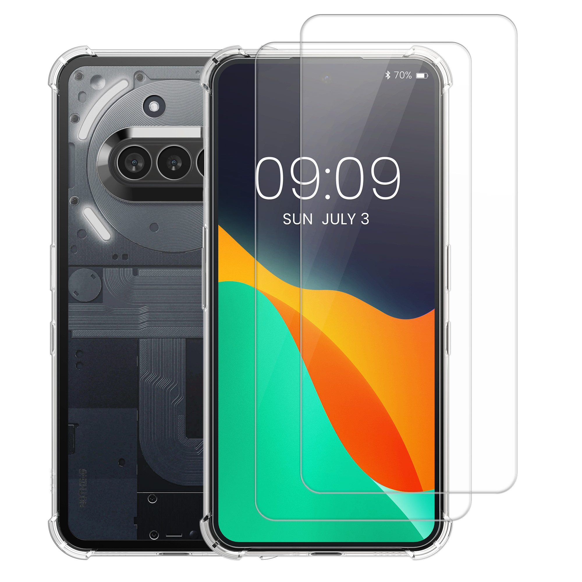 kalibri Handyhülle Hülle für Nothing Phone 3a Case, Handyhülle mit 2x Glas Schutz Folie - Cover Handyhülle