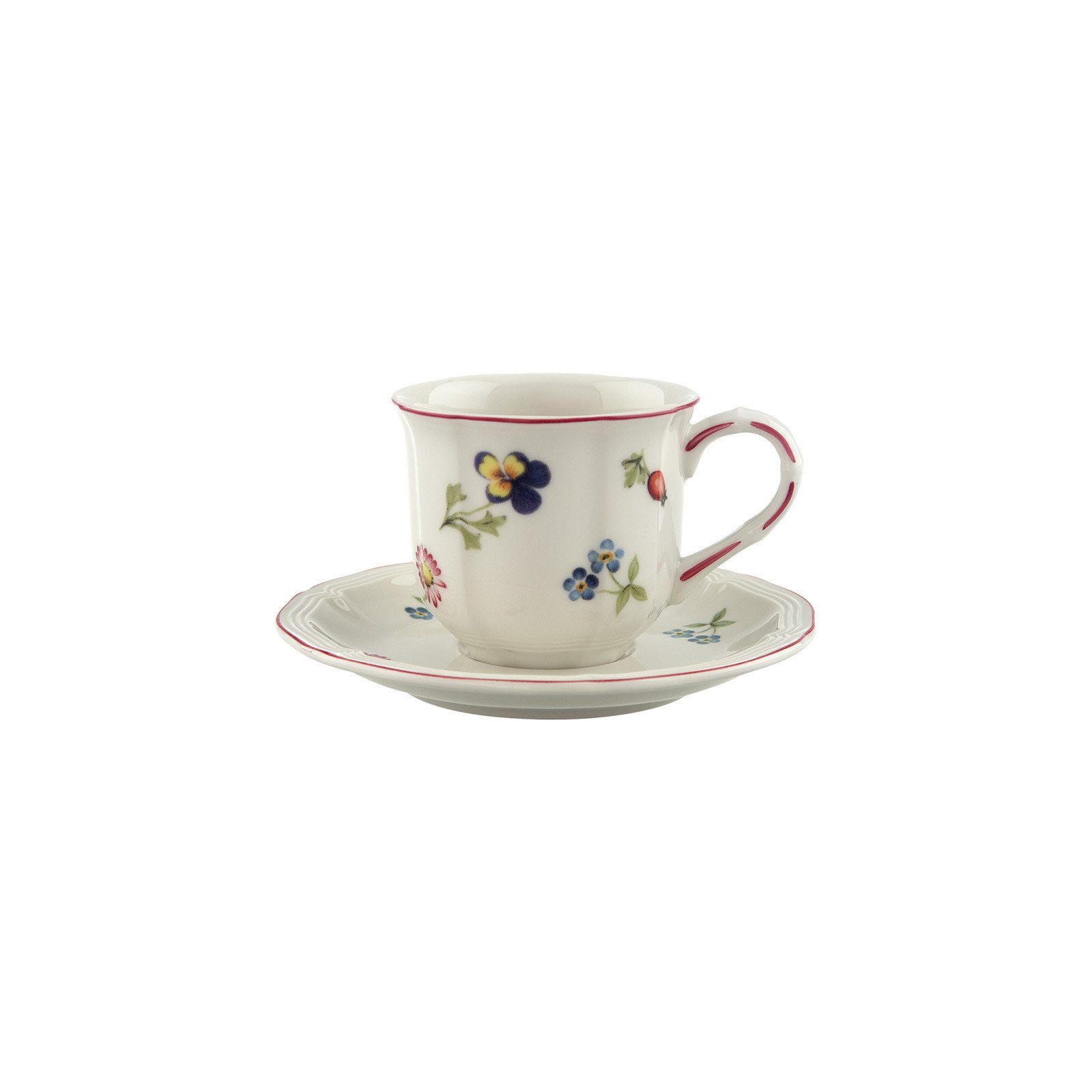 Villeroy & Boch Espressotasse Petite Fleur Espressotasse mit Untertasse 80 ml, 1-tlg., Porzellan