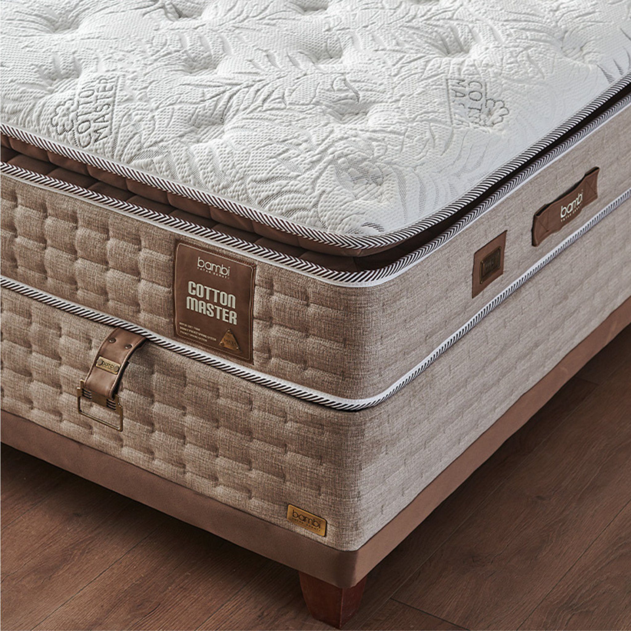 Bambi Boxspringbett Schlafzimmer Set Boxbett Stauraumbett mit Matratze Cotton Master (Set, 2 Bettkasten + Matratze + Kopfteil), Doppelbett