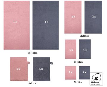 Betz Handtuch Set 12 TLG. Handtuch Set BERLIN Farbe lotus - dunkelgrau, 100% Baumwolle (12 Teile, 12-St)