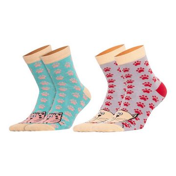 BIGGDESIGN Socken Biggdesign Cats Damen Socken Set Größe 36-40 5er Pack (1-Paar)