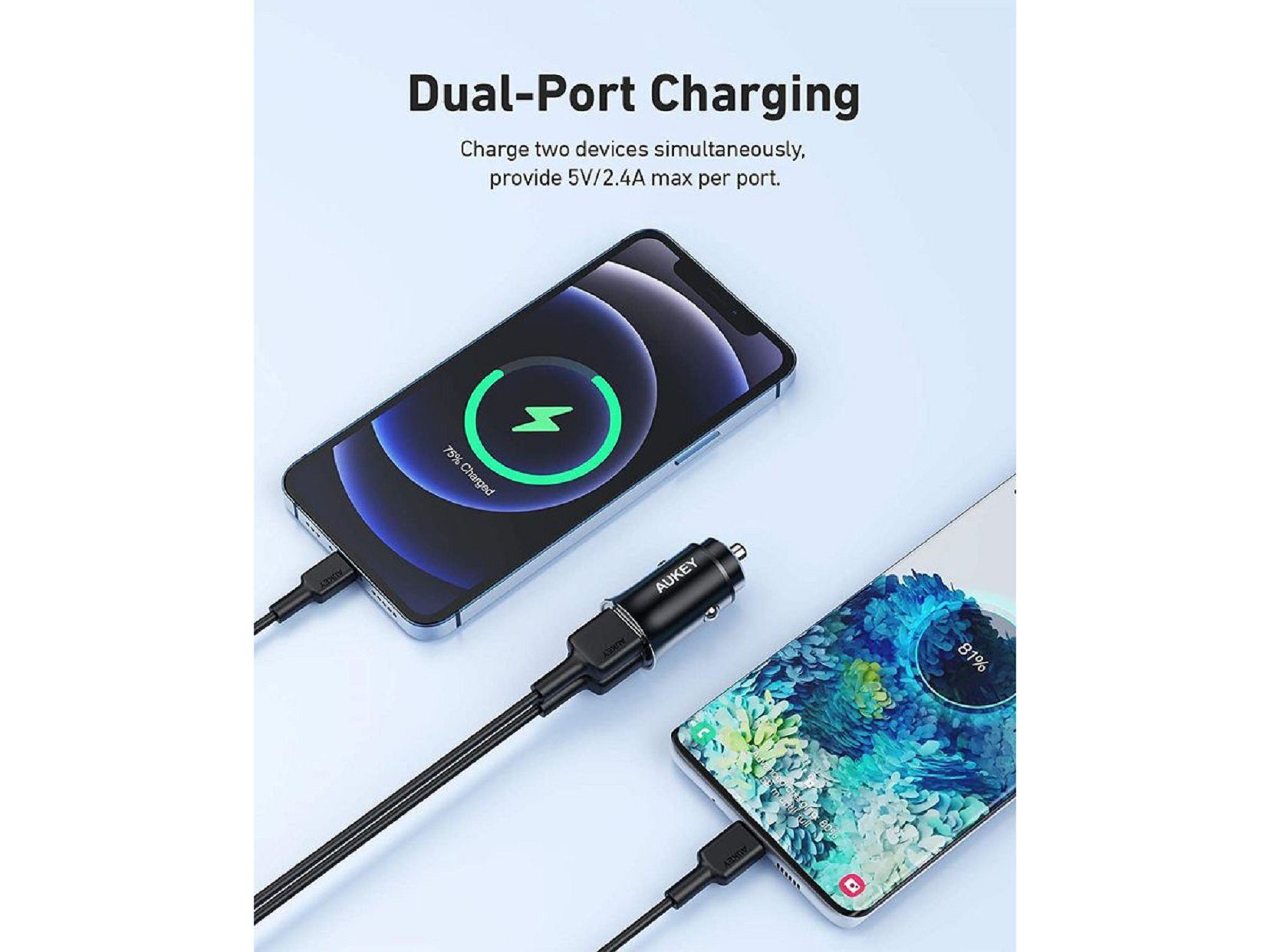 (Enduro NAIPO Charger 24W 2 Port DUO Autobatterie-Ladegerät A) Car USB-type