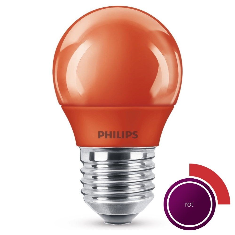 Philips P45, LED-Leuchtmittel nicht dimmbar, warmweiss rot, E27 n.v, Tropfenform LED Pack [Energiek, 1er Lampe,