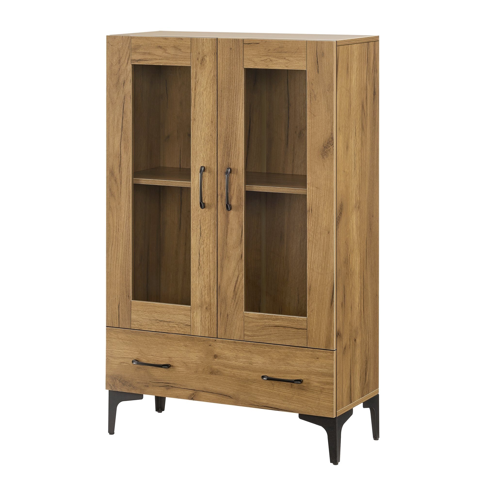 en.casa Vitrine »Søndersø« Wohnzimmerschrank 70x31x115 cm Eichenoptik