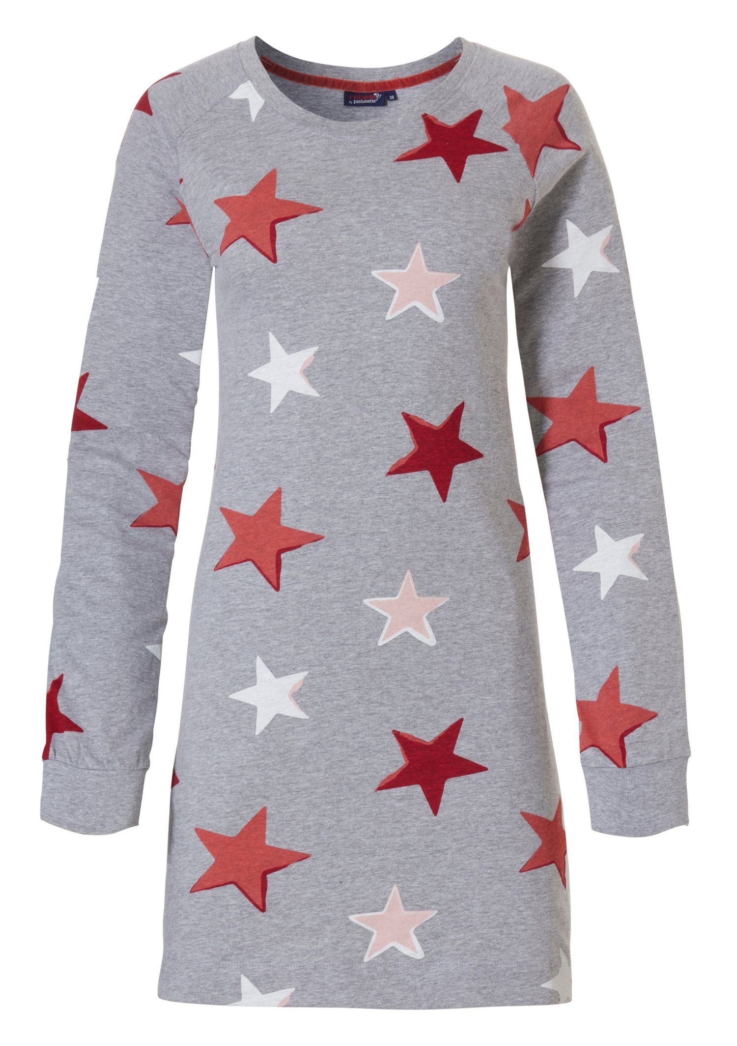 Rebelle Nachthemd Damen Schlafshirt mit langem Arm roten Sternen (1-tlg) Modisches Design