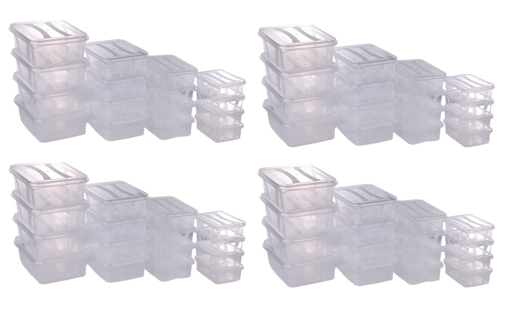 Logiplast Aufbewahrungsbox 32er- Set - jeweils 8 x 0,4 Ltr., 0,7 Ltr., 1,2 Ltr u. 2,1 Ltr. (Spar-Set, 32 Dosen), lebensmittelecht, als Gefrierdose geeignet, spülmaschinenfest