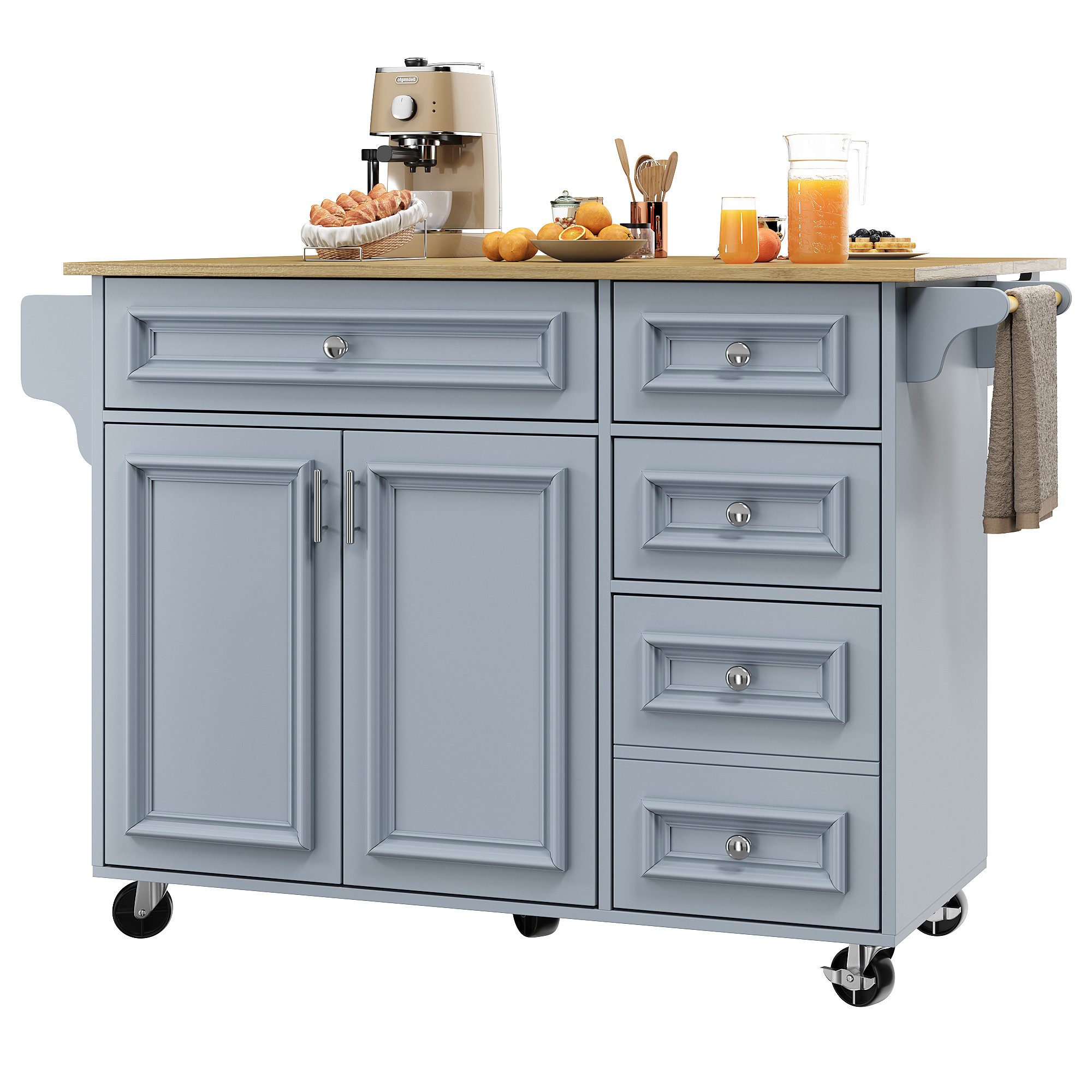 i@home Küchenwagen Kücheninsel,Küchenschrank,Speisewagen,blau/weiß, (Packun günstig online kaufen