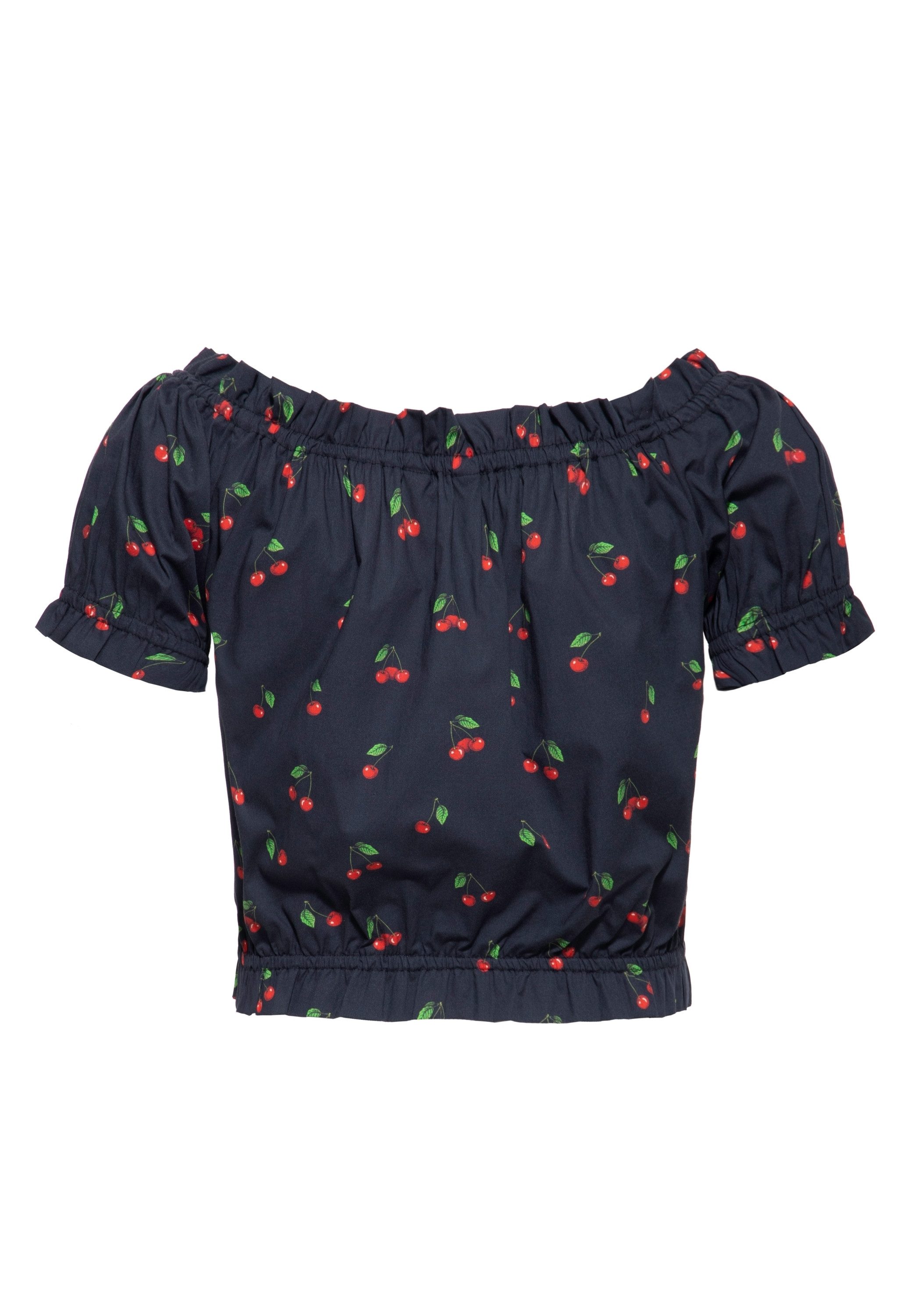 QueenKerosin Kurzarmbluse Cherry mit Allover-Print günstig online kaufen