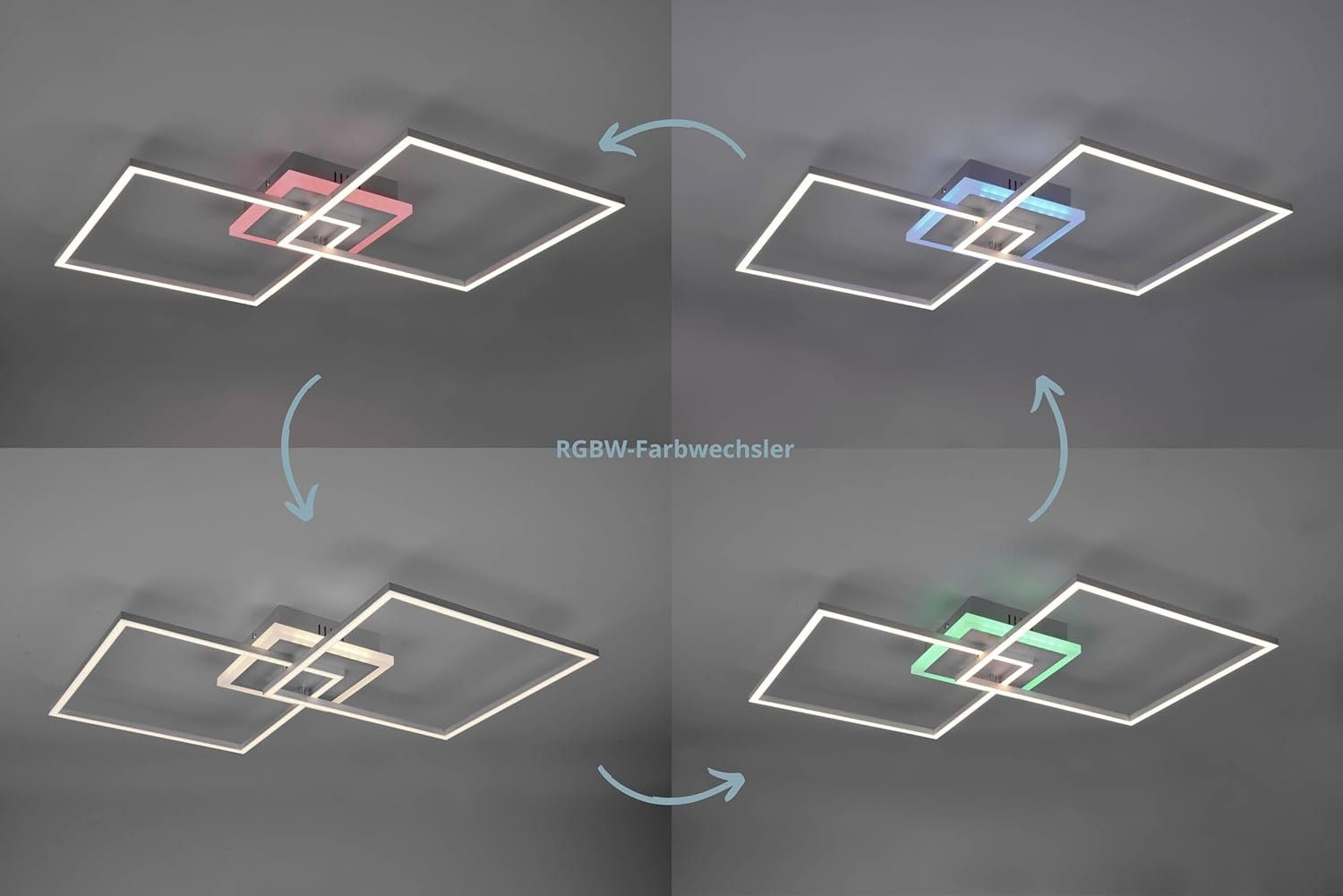 lightling Deckenleuchte LED Warmweiß, Arian, LED Dimmer, integrierter RGBW-Farbwechsler integriert, fest Fernbedienung,