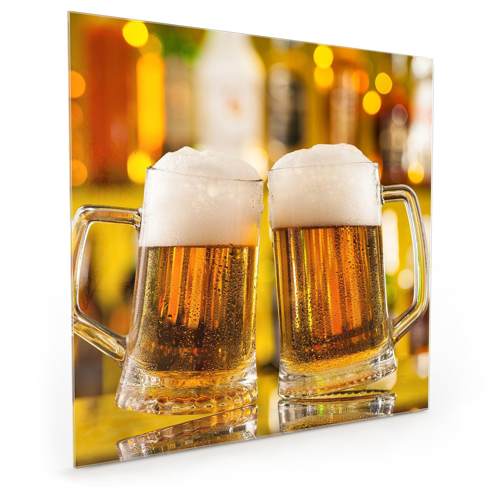 Primedeco Küchenrückwand Spritzschutz Glas Zwei Krüge Bier