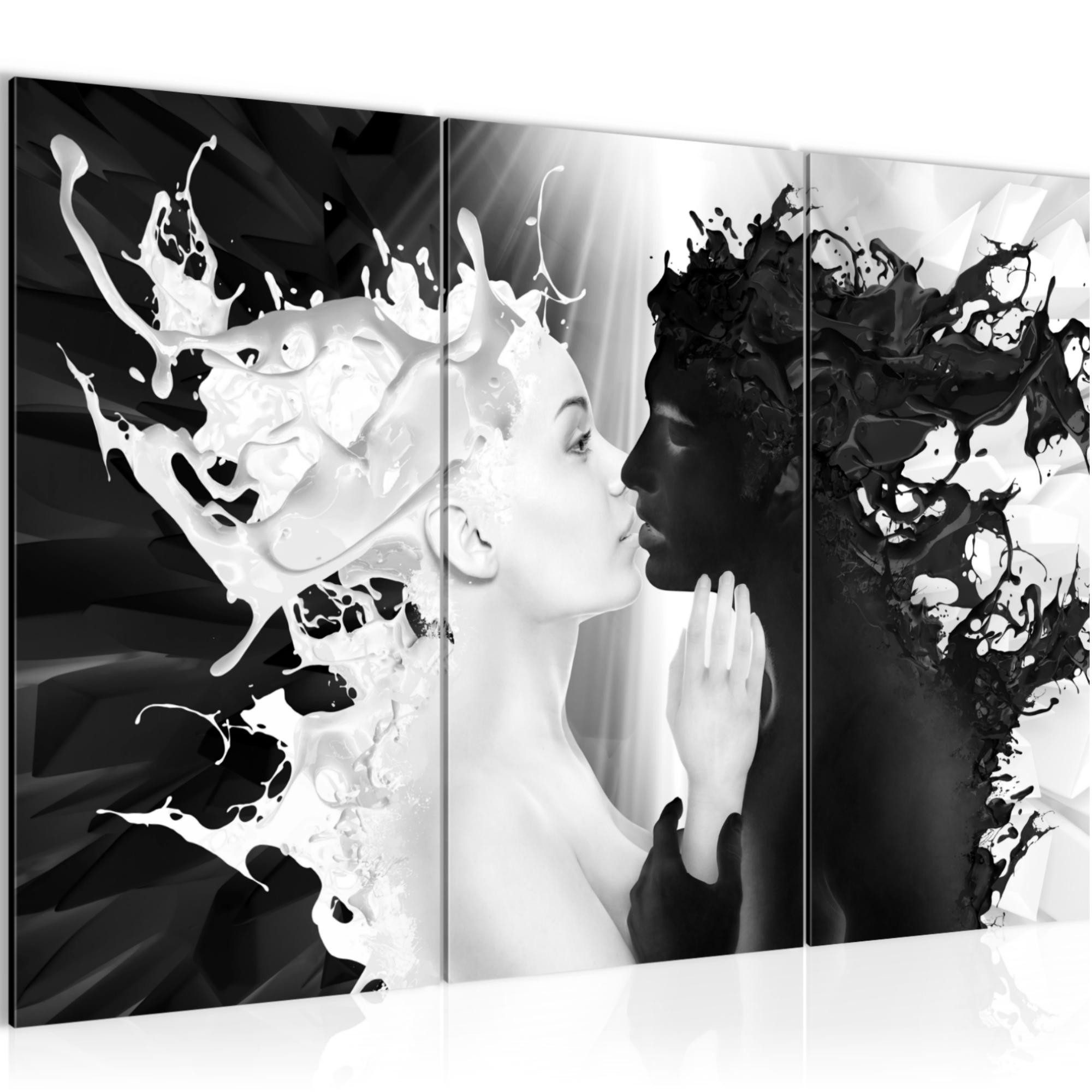 Runa Art Wandbild Milk und Coffee Bild XXL Schlafzimmer Romantisch 120 x 80 cm 005031b, 40 x 80 cm - 3 Bilder