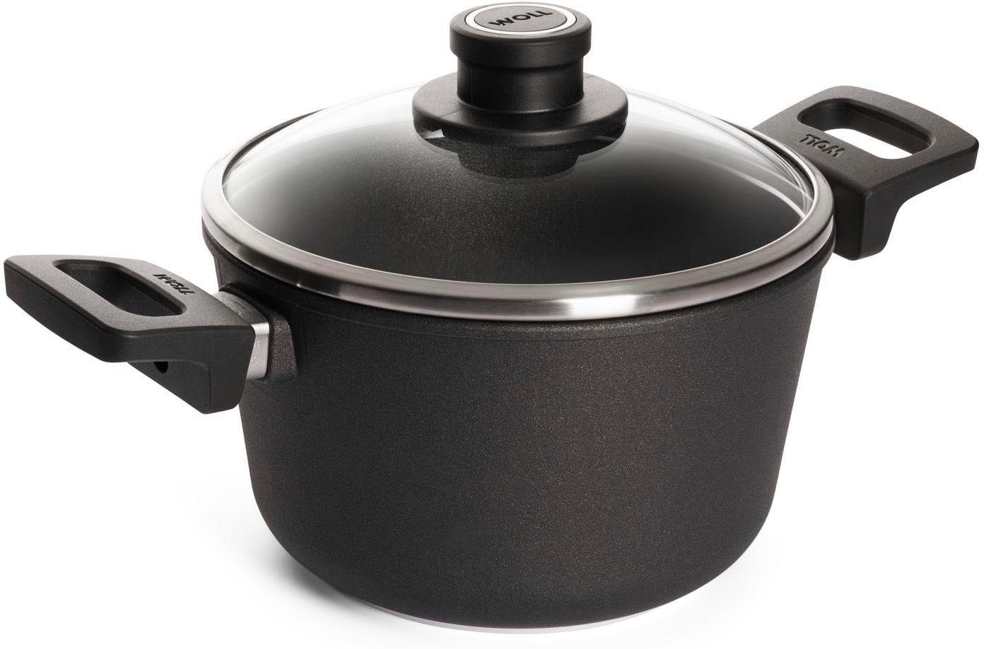 WOLL MADE IN GERMANY Topf-Set Nowo Titanium, Aluminiumguss (Set, 8-tlg., je 1 Kochtopf 20/24/28 cm, 1 Stielkasserolle 18 cm), Induktion, Made in Germany