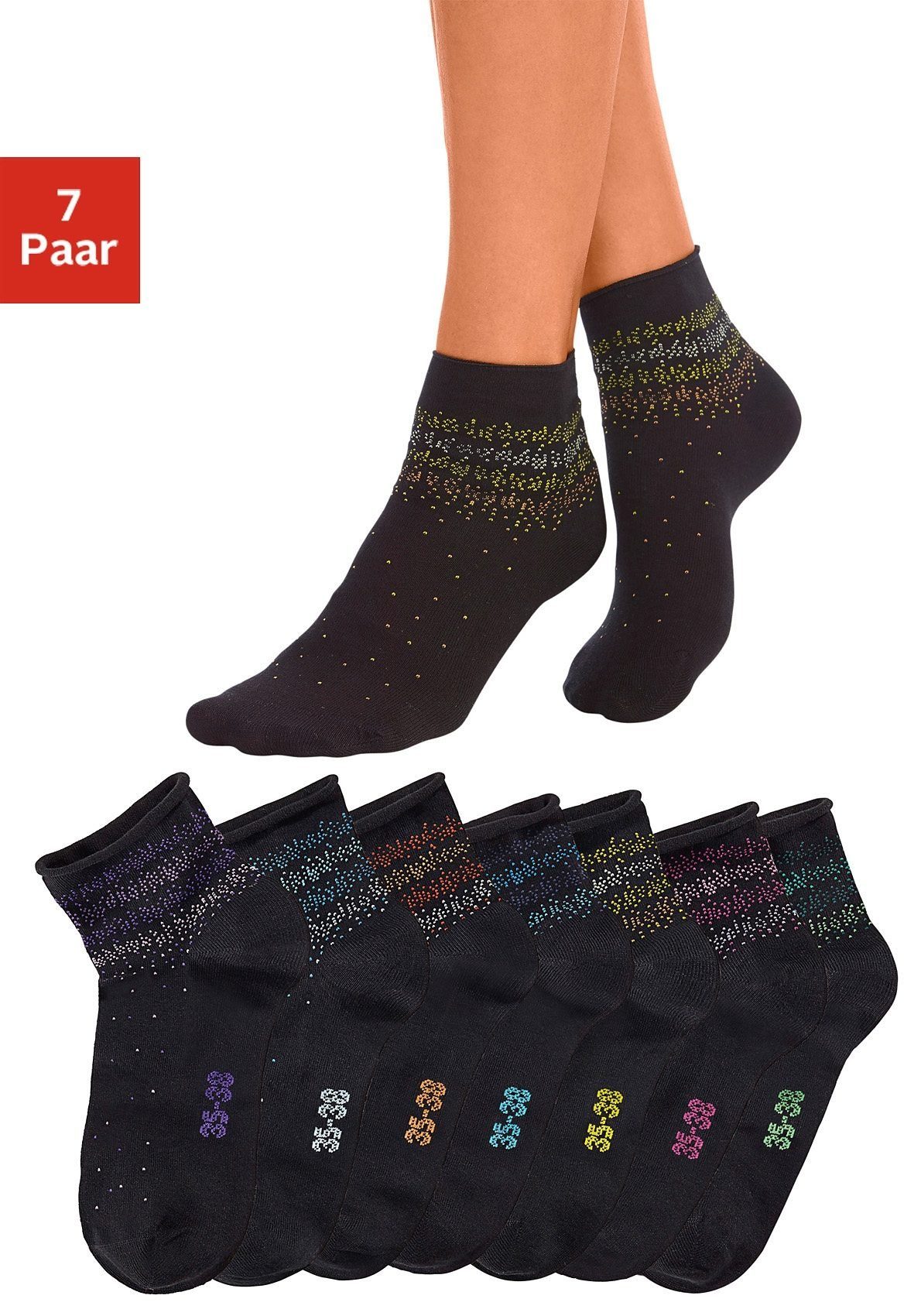 H.I.S Kurzsocken (Set, 7-Paar) mit Pünktchen Muster