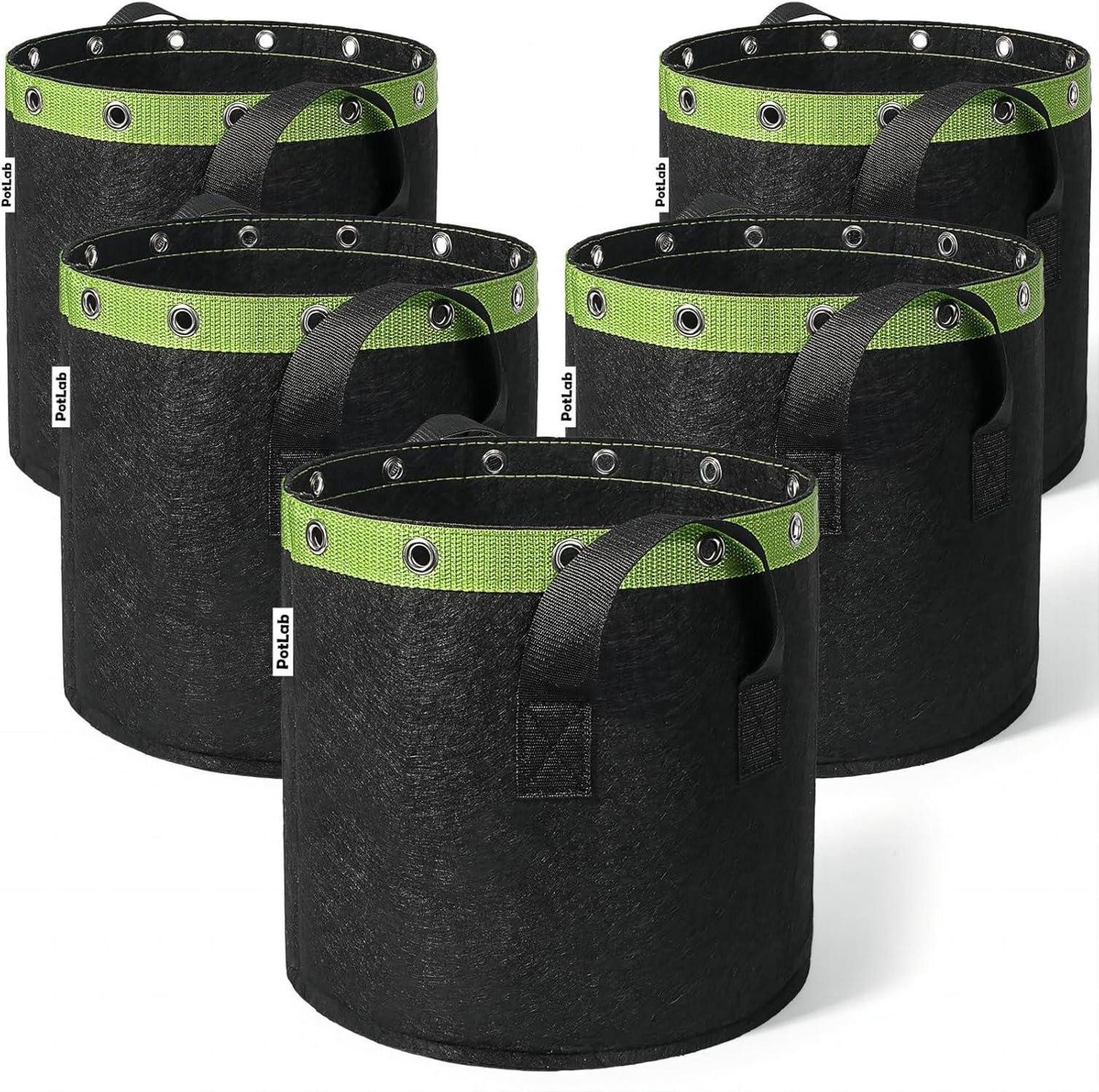 Pflanzkübel Pflanzsack 5er Set 11L mit Griffen & Metallösen, Stofftopf für