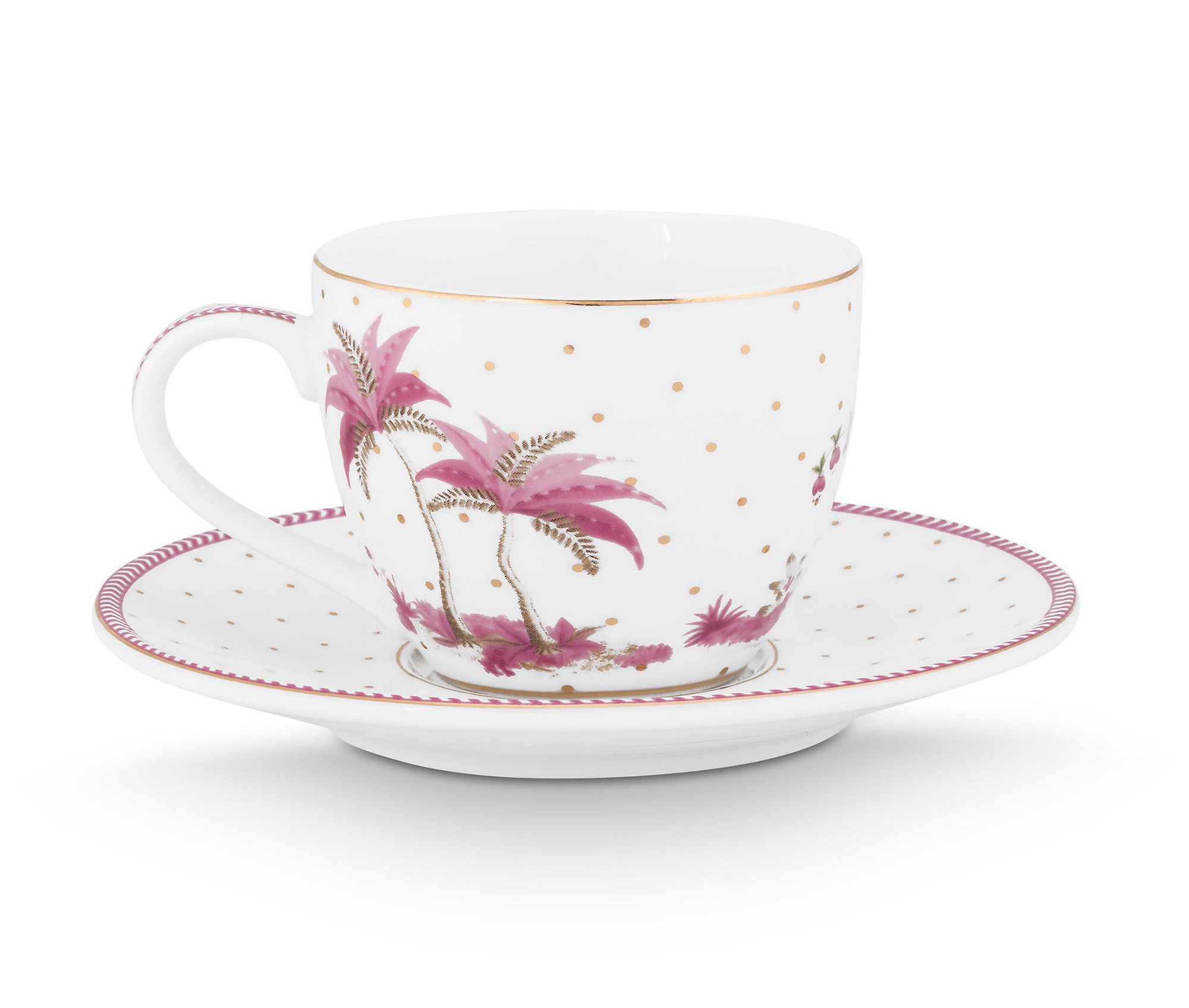 Thumbnail - PiP Studio Geschirr Pip Studio Espresso Tasse & Untertasse Jolie, gold pink
