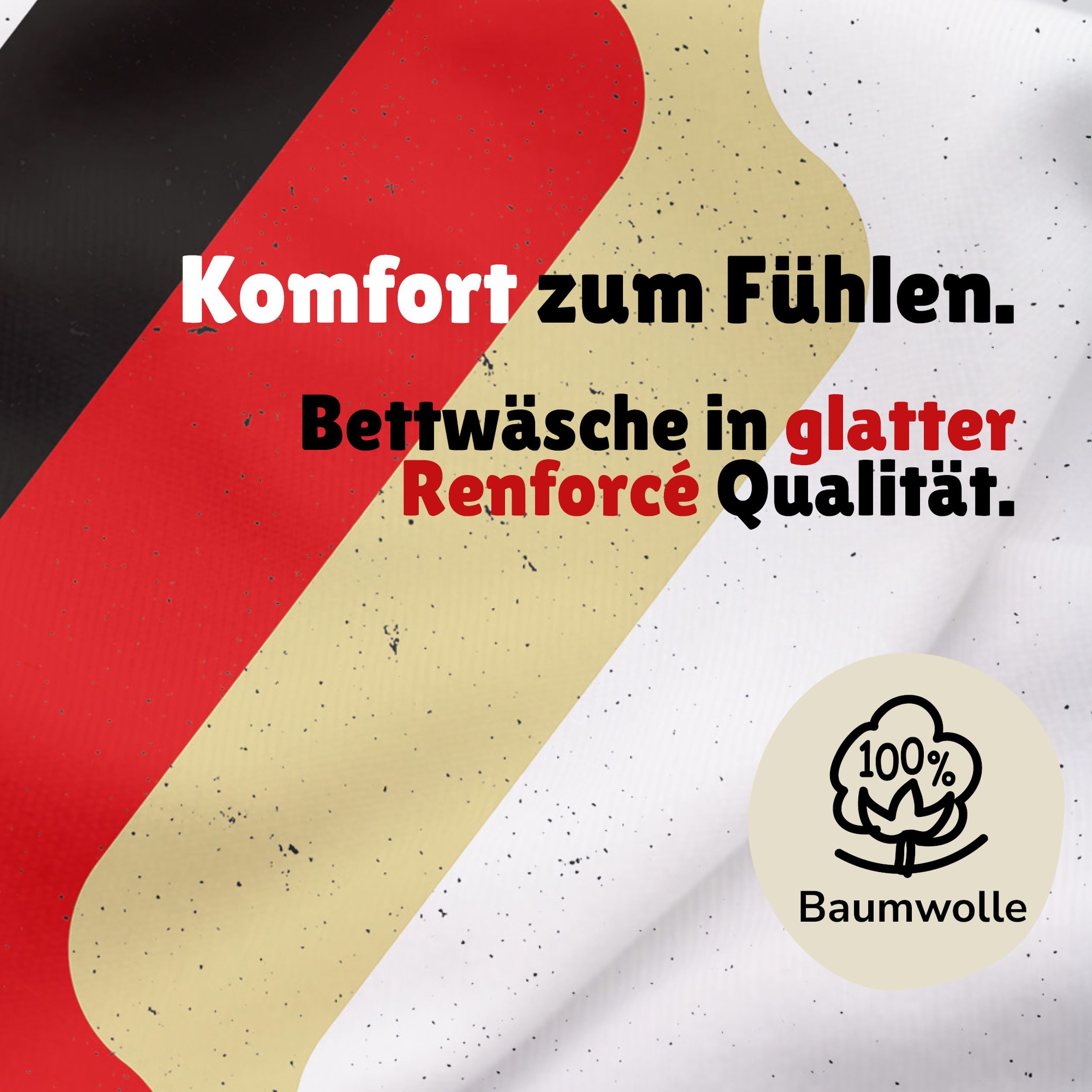 Deutscher Fußball-Bund Bettwäsche DFB Deutscher Fussball Bund, 100% Baumwolle, 135x200 80x80cm, Renforcé, 2 teilig, mit Querstreifen in Deutschland Farben – Bild 4 von 5