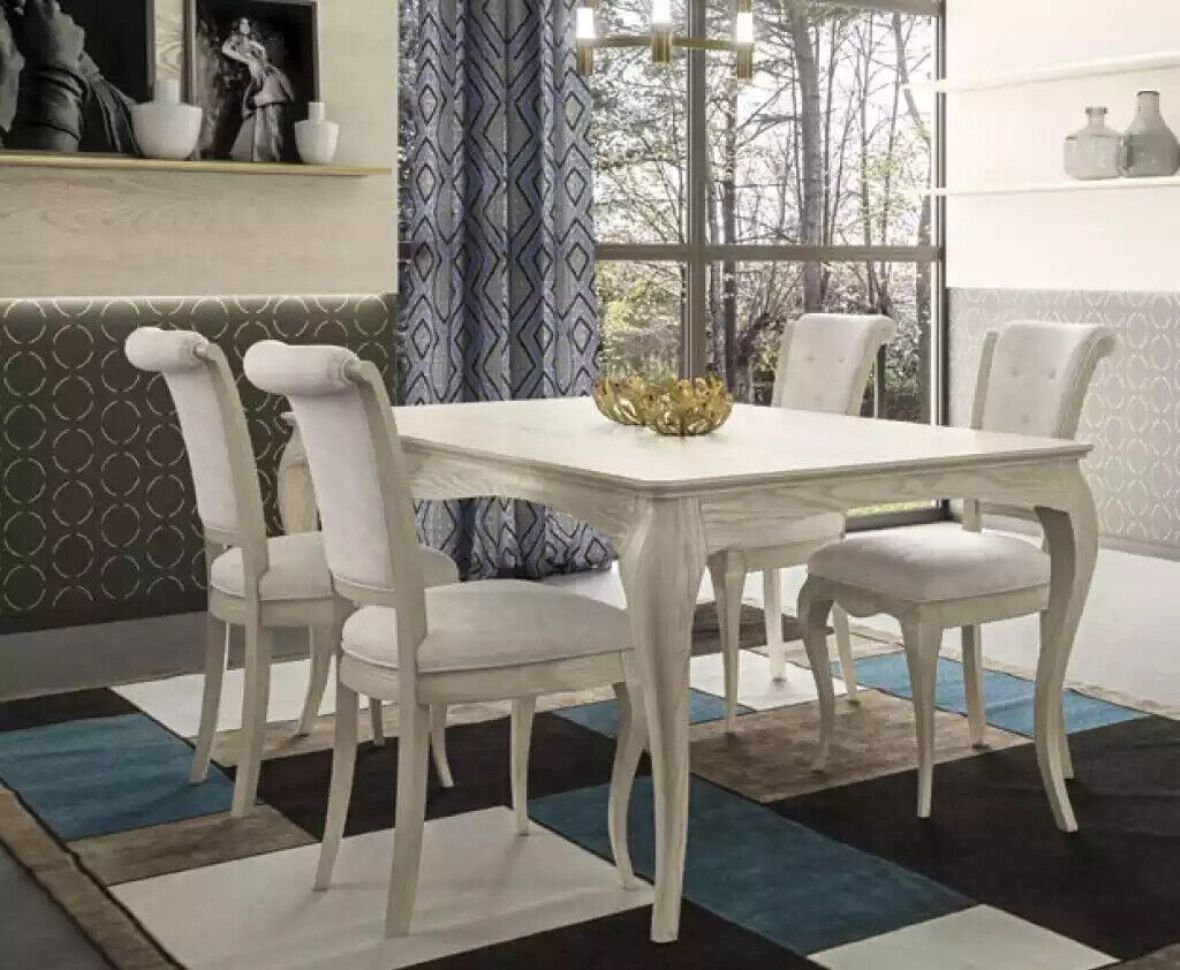 Set (5-St., Stühle), Tisch 4x 5tlg Made Esszimmer-Set Weiß Möbel, in 4x Esstisch Esszimmer Italy JVmoebel + Esstisch Stuhl Garnitur