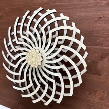 WoodFriends Wandbild Mandala 3D Wandkunst 36 cm Illusion Esoterik Meditation Yoga, aus Holz, beweglich