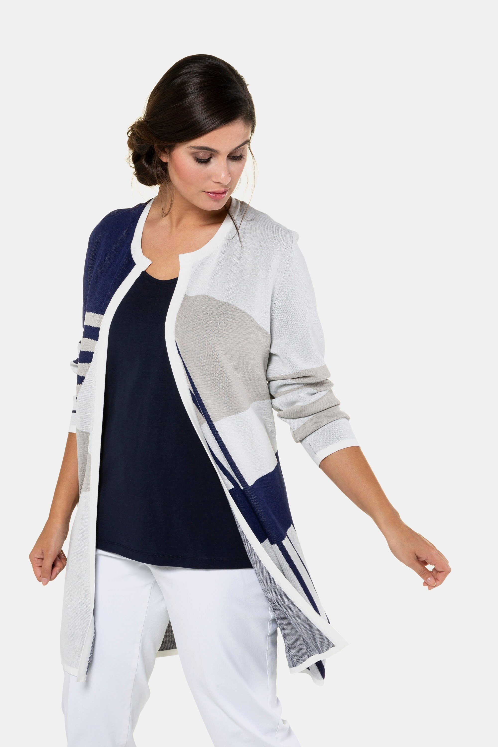 Cardigan Lungo Ulla Popken A Righe Con Scollatura A V E Maniche Lunghe - Modello 835487 - 3