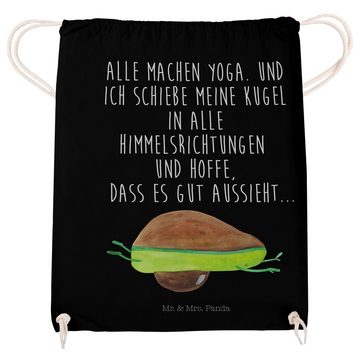 Mr. & Mrs. Panda Sporttasche Avocado Yoga - Schwarz - Geschenk, Stoffbeutel, Sporttasche, Sportbeu (1-tlg), Weiche Kordel