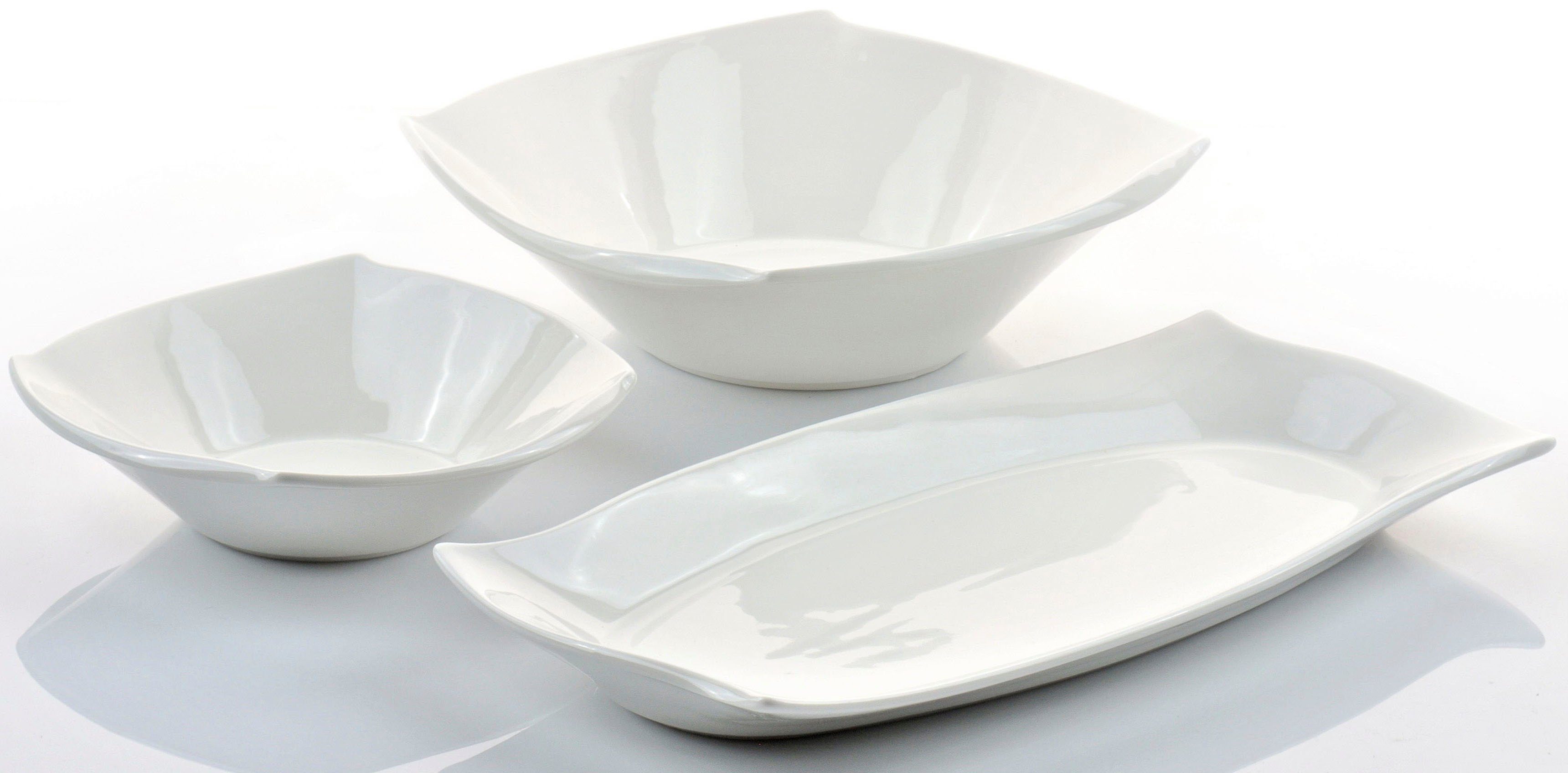 Retsch Arzberg Servier-Set Emotion, Porzellan, (Set, 1 Platte, 2 Schalen), Vitro-Porzellan