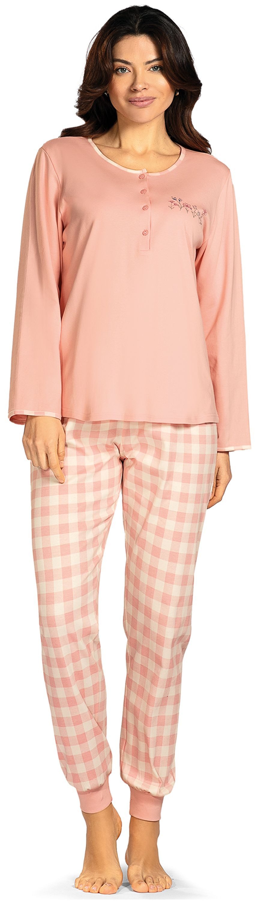 comtessa Schlafanzug Lovely Dreams (Set, 2 tlg., 2-teilig) Damen Pyjama lang Interlock Baumwolle Langarm Bündchen große Größen