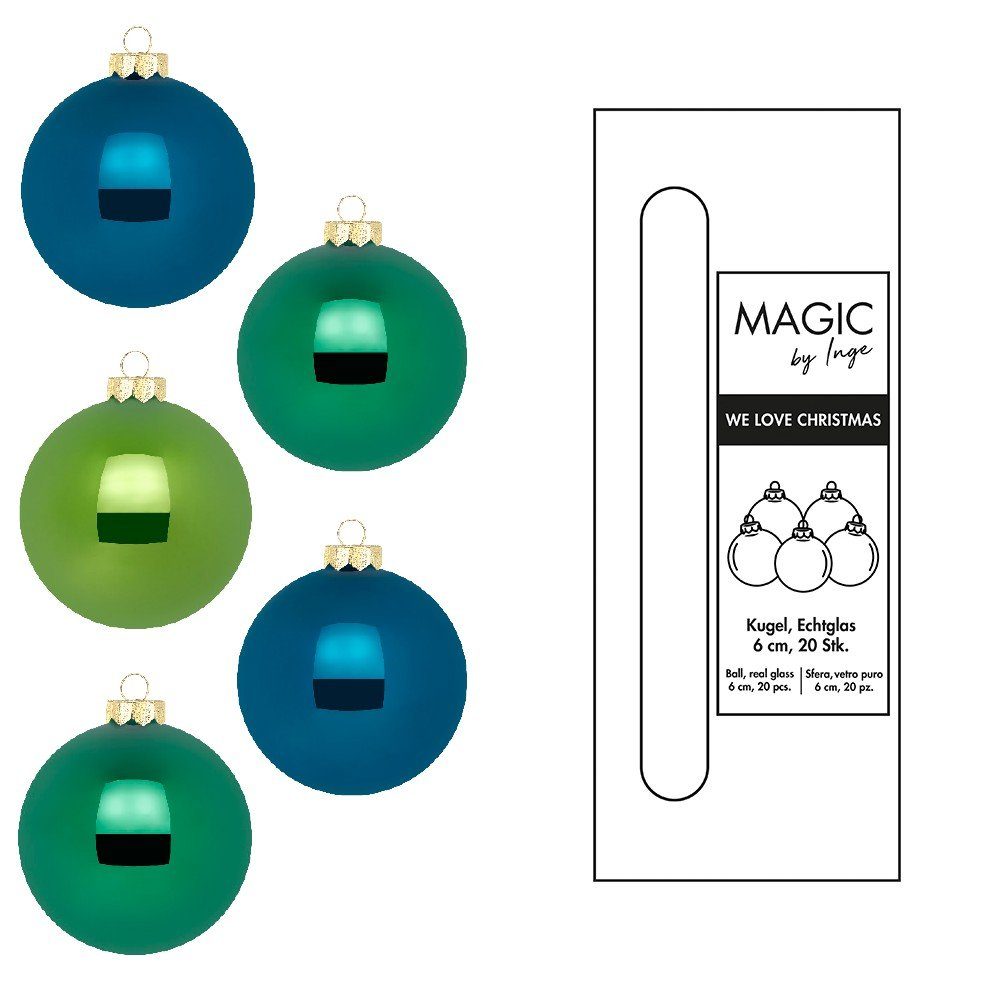 Weihnachtskugeln Weihnachtsbaumkugel, 6cm 20 by Inge MAGIC Glas Nightfall Stück Brilliant