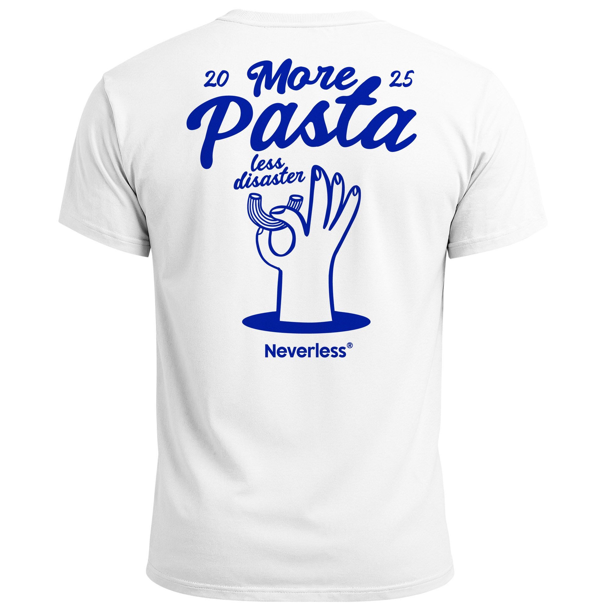 Neverless Print-Shirt Herren T-Shirt Backprint More Pasta Less Disaster Grafikshirt Nudeln mit Print