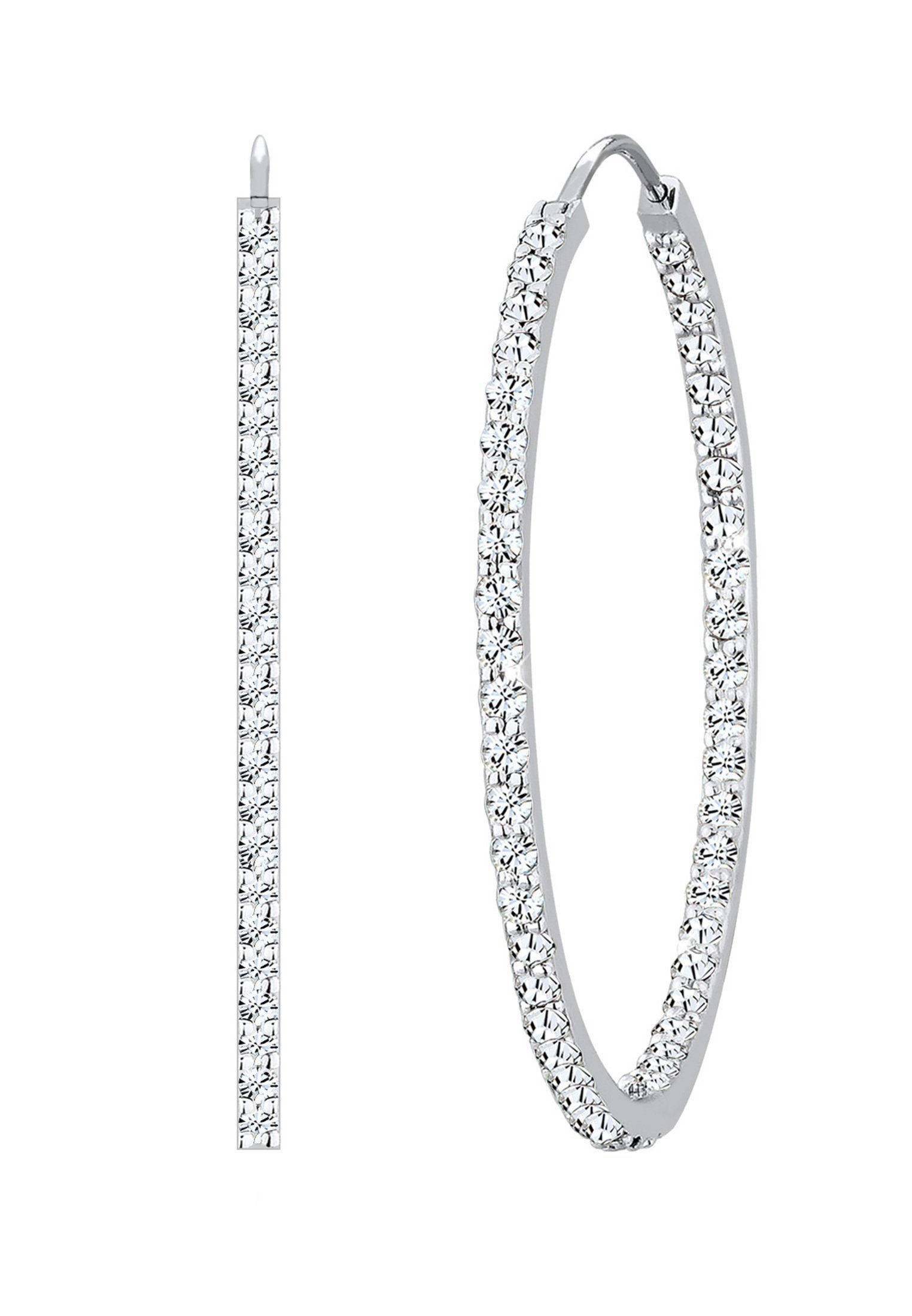 Elli Premium Paar Creolen Creolen Weiß 925 Sterling Silber, mit Kristallen günstig online kaufen