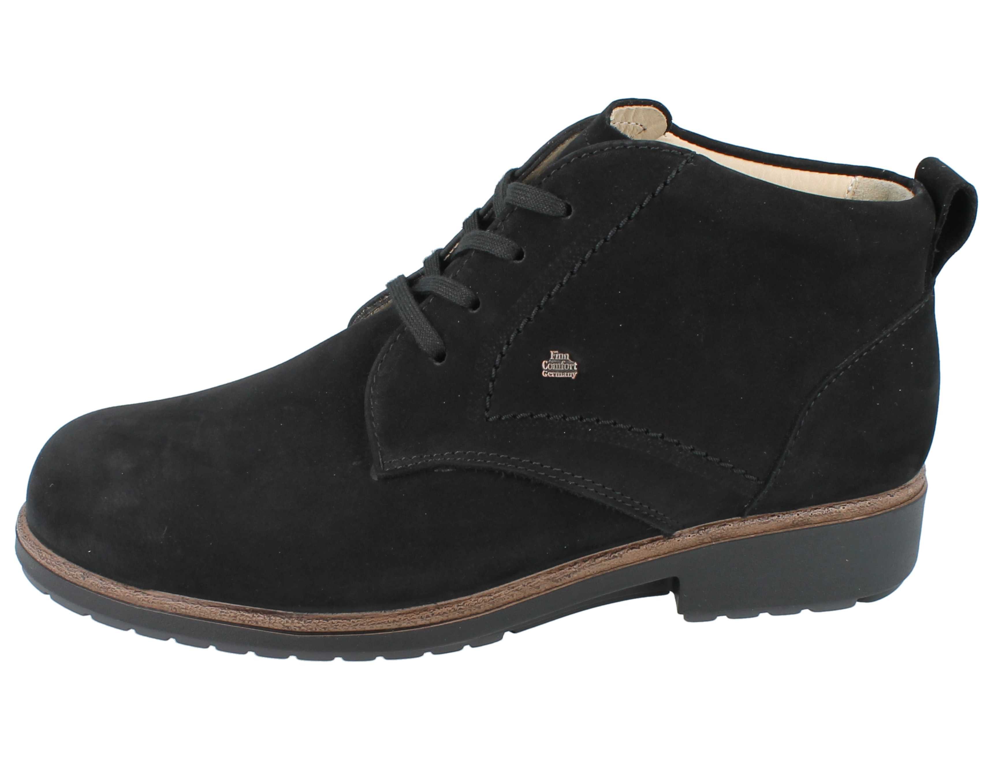 Finn Comfort FINN COMFORT Cranston Damen Schnürer knöchelhoch schwarz Nubukleder - Stiefel Wechselfußbett