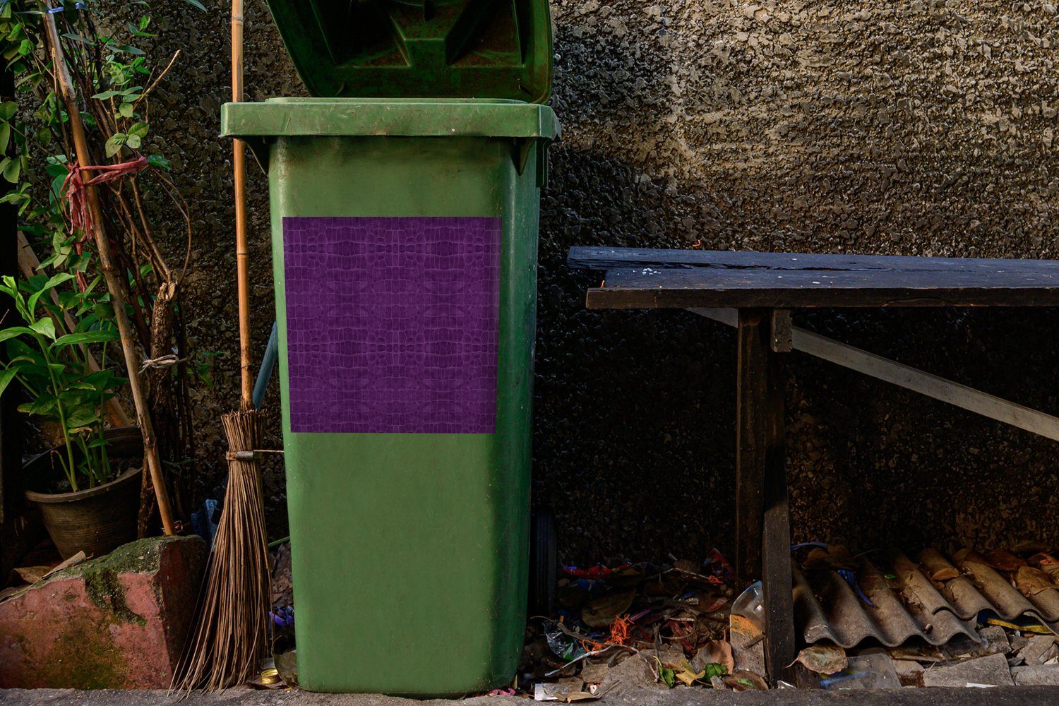 MuchoWow Wandsticker Leder Textur - Mülleimer-aufkleber, Tiere Container, Mülltonne, (1 St), Abfalbehälter - Sticker