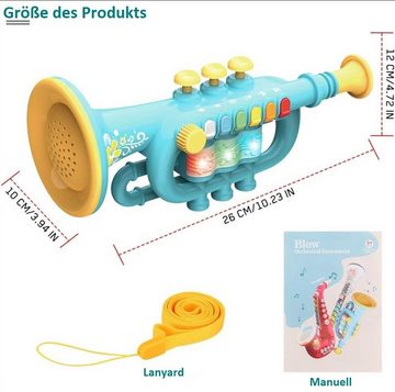 DTC GmbH Spielzeug-Musikinstrument Glühende Musiktrompete-Grüner, (Lasst uns alle zusammen ein Lied spielen)
