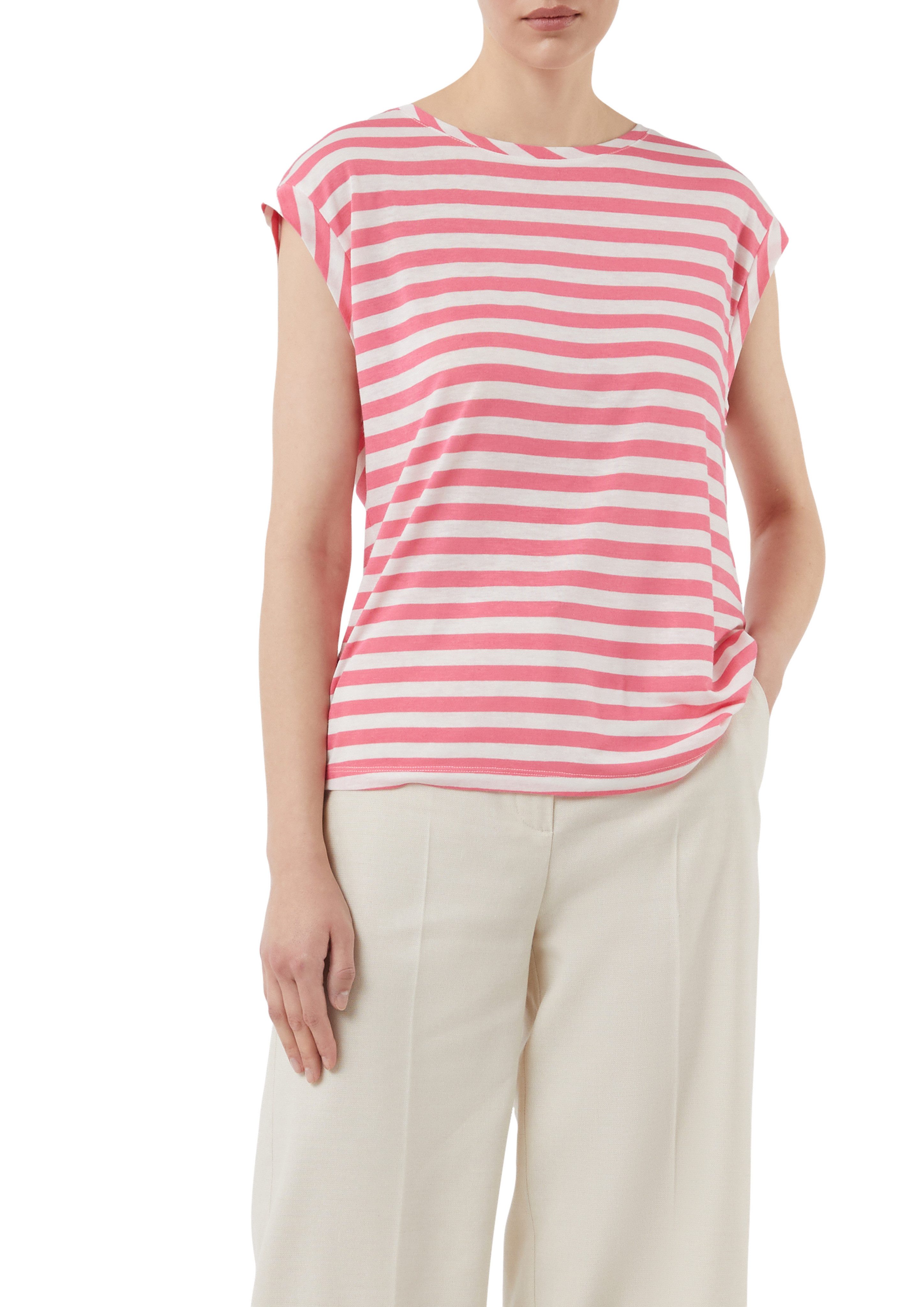 comma T-Shirt mit Streifen Muster