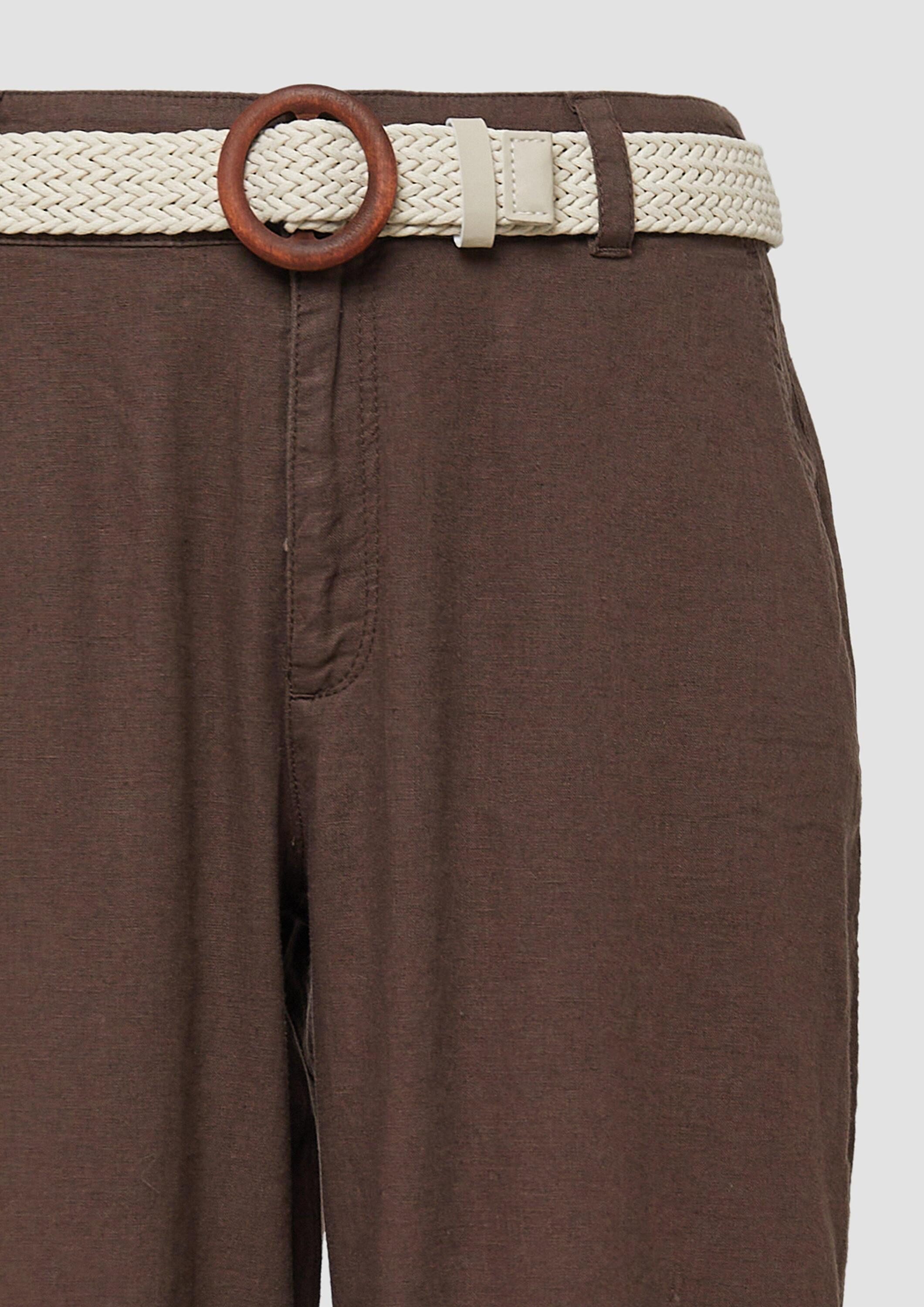 s.Oliver 7/8-Hose Hose Cropped Chino aus Leinenmix mit geflochtenem Gürtel