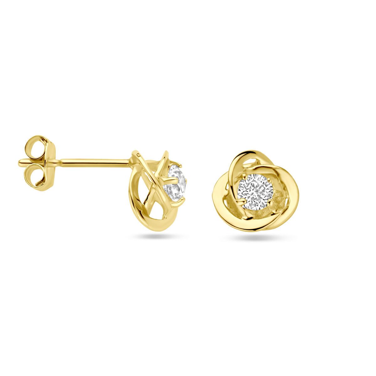 NICEANDnoble Paar Ohrstecker 375er Gelbgold Ohrstecker Blüte Zirkonia