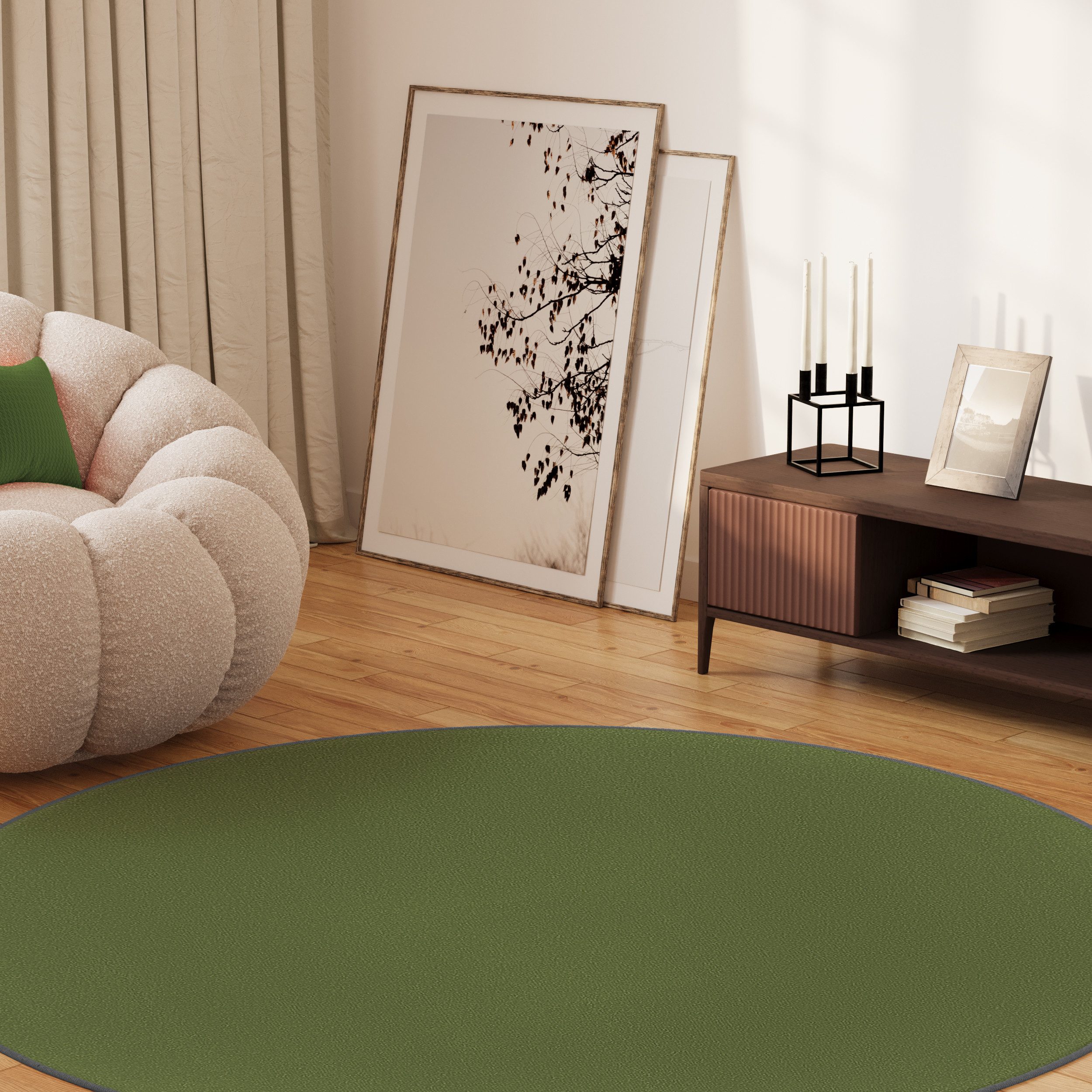 Tapiso Outdoorteppich MONO, rund, Höhe: 6 mm, Kurzflor Indoor Outdoor Einfarbig