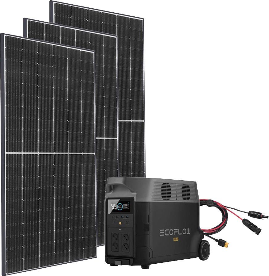 W, (Spar-Set), play Pro Solarmodul, Powerstation Plug 415W mit and 3 Gerahmtes Delta Solaranlage x Monokristallin, Ecoflow 375