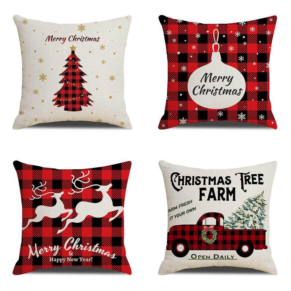 TexDeko Zierkissen 4er Pack - Weihnachtskissen - Merry Christmas Sofakissen günstig online kaufen