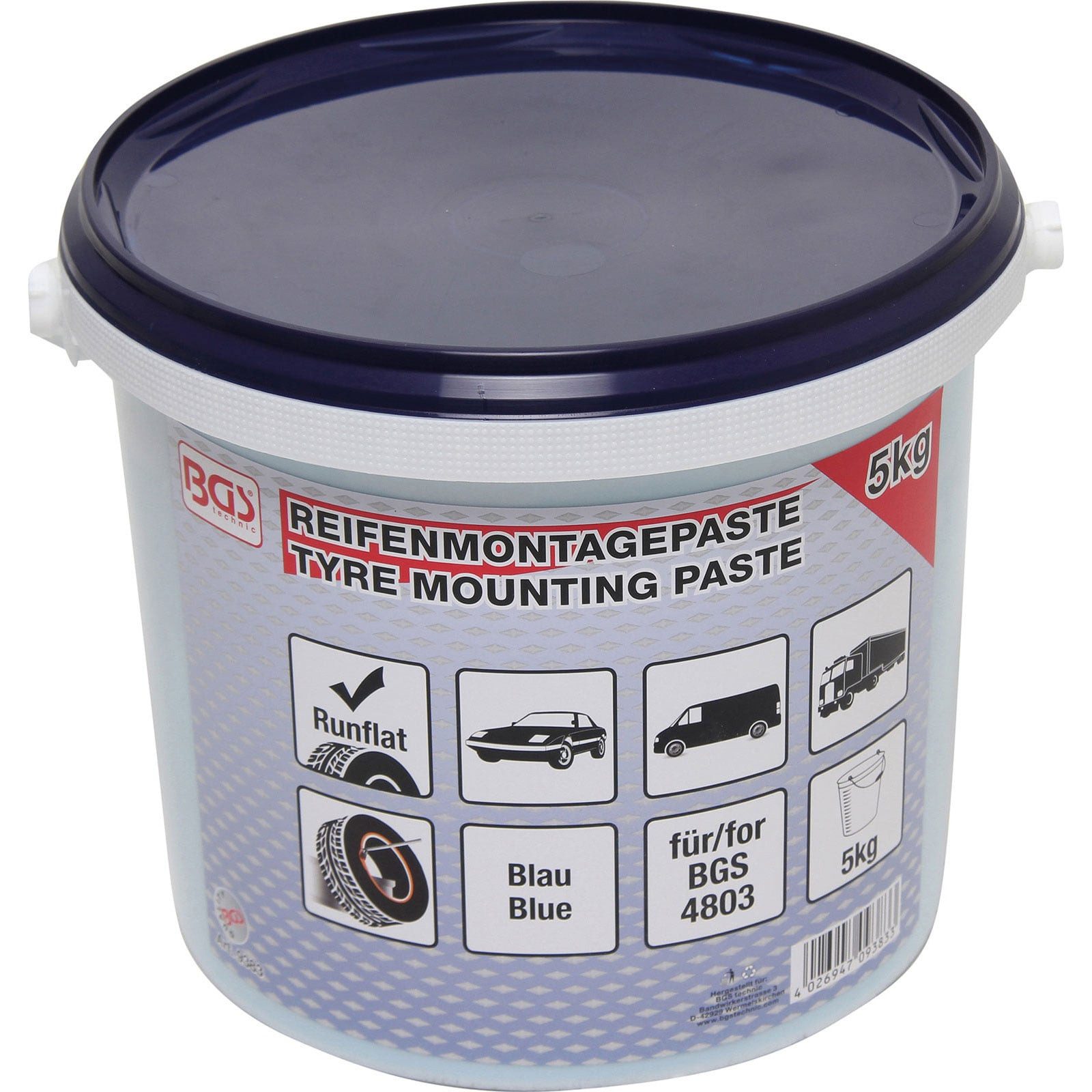 BGS Schaumgummi BGS Reifenmontagepaste für Run-Flat-Reifen blau 5 kg - 9383