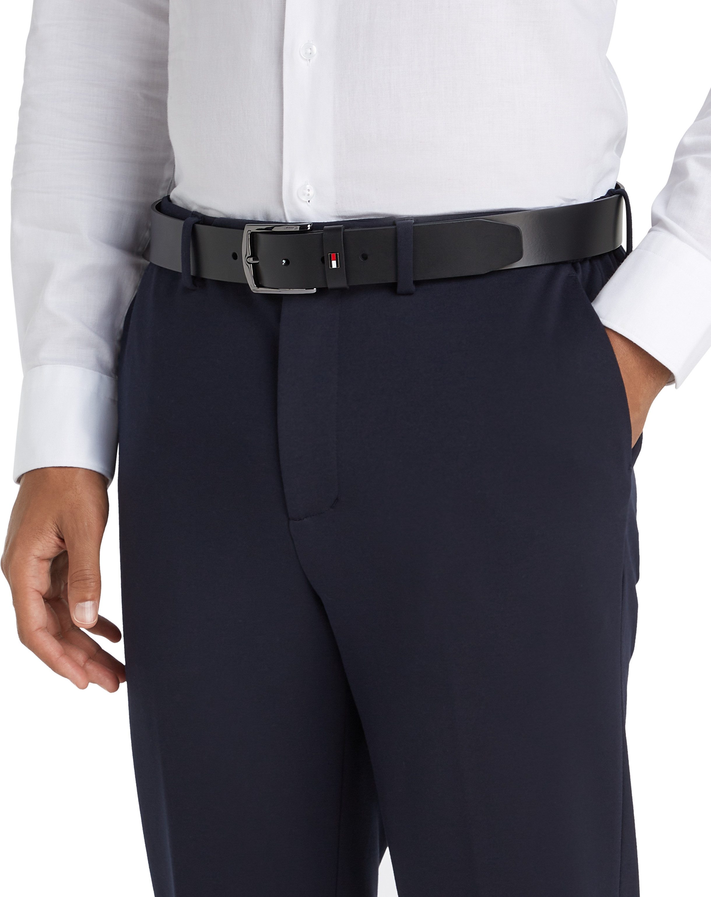 Tommy Hilfiger Ledergürtel DENTON 3.5 EXT Einfachdornschließe, Metalllogo günstig online kaufen