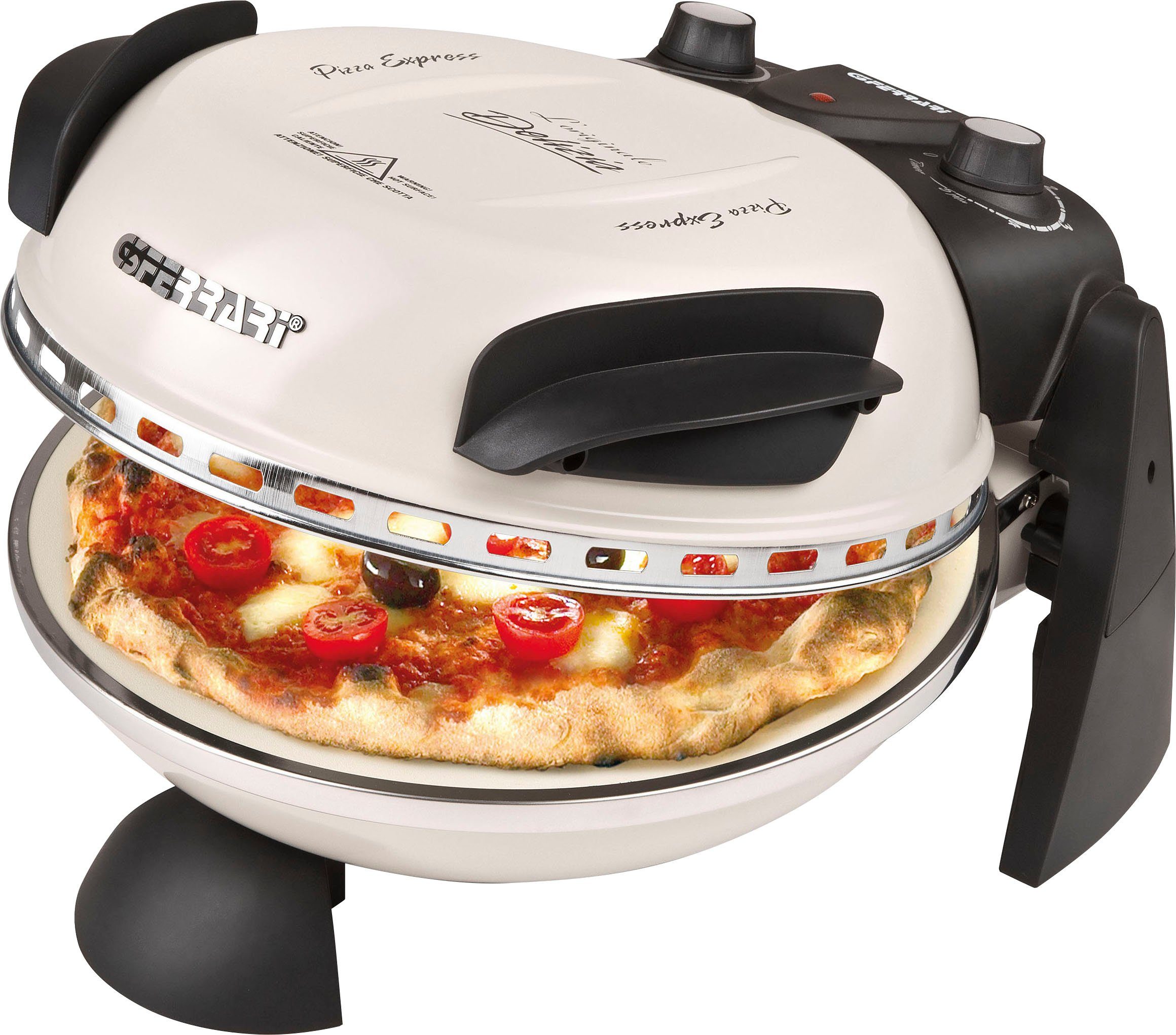 G3 Ferrari Pizzaofen Delizia G1000617 Icy Cream Limited Edition bis 400 °C mit Pizzastein, die Ikone unter den Pizzaöfen - inkl. Pizzaschaufel + Rezeptheft