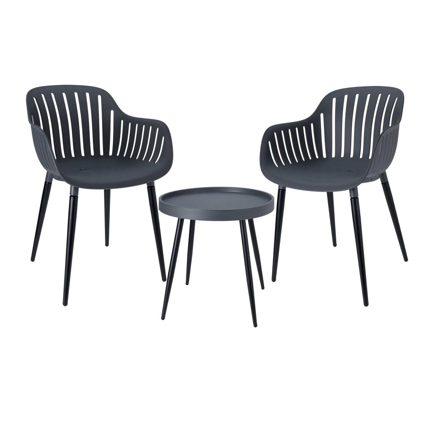 Mojawo Essgruppe 3tlg Sitzgarnitur Bistrogarnitur Kunststoff Tisch rund Stapelstuhl